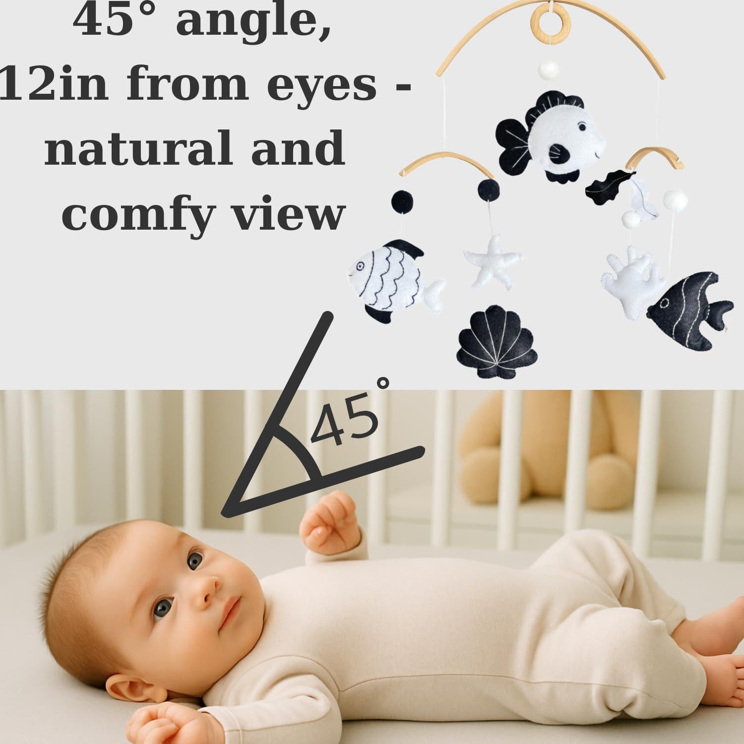 Móvil Montessori para Bebés VN3BTOY - Hecho a Mano en Fieltro y Madera