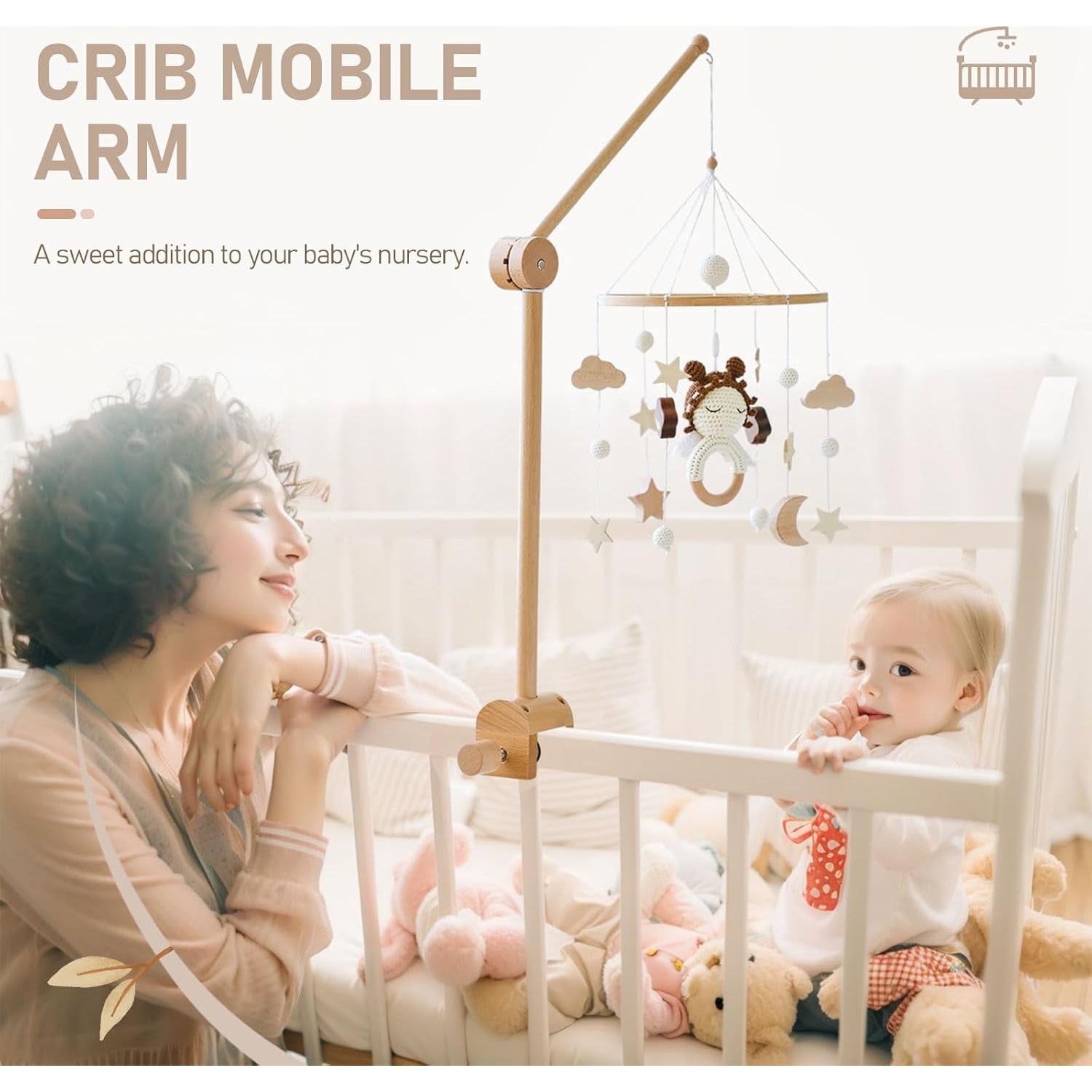 Brazo de Móvil para Cuna Hi Baby Monment - Madera de Haya Natural, Rotativo