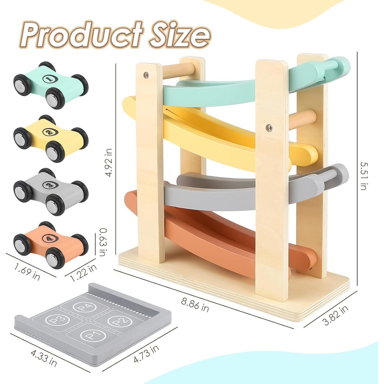 Juguetes Montessori Joyreal Madera Rampa Auto y Arca de Noé