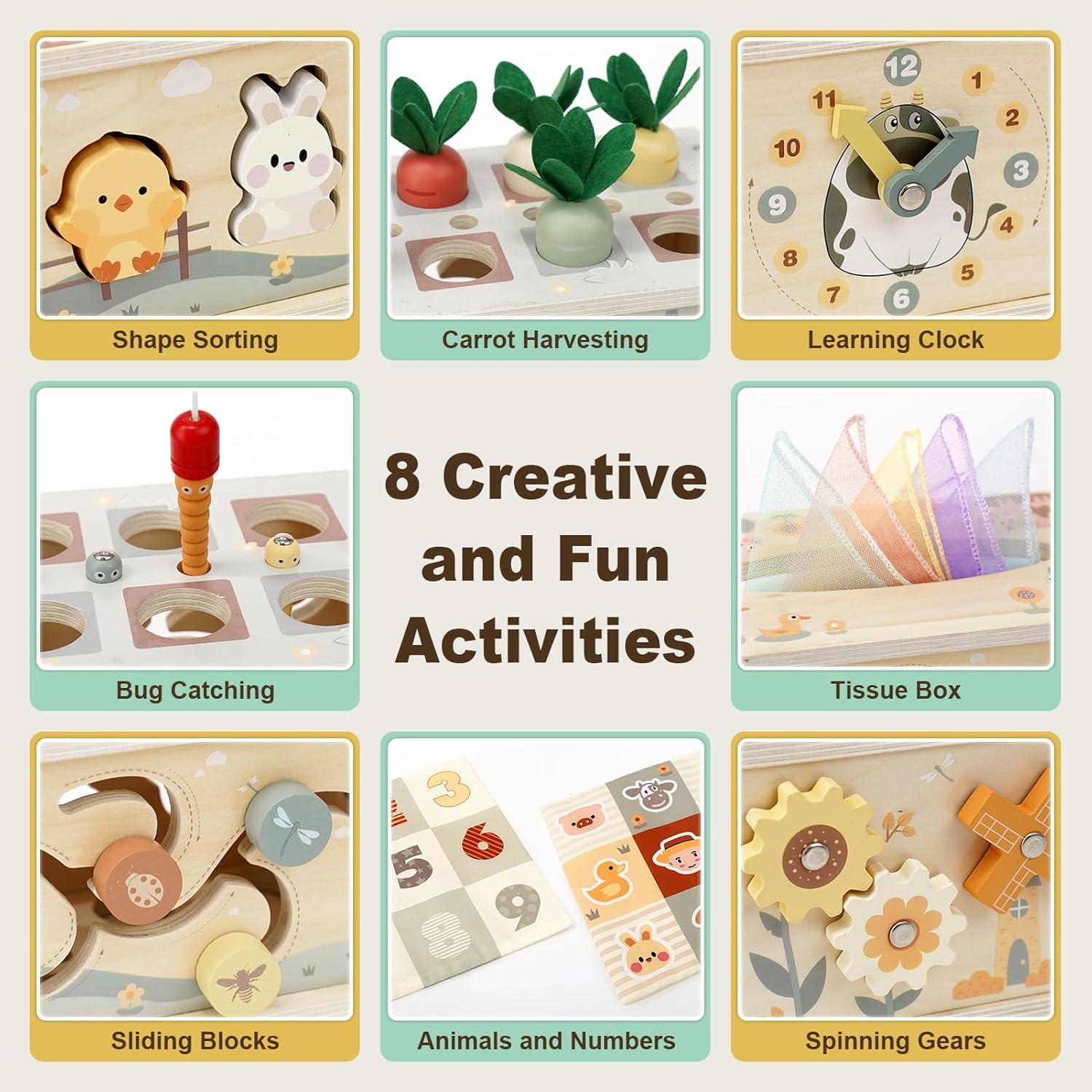 Juego Montessori de Madera Joyreal 8 en 1 para Niños 1-3 Años