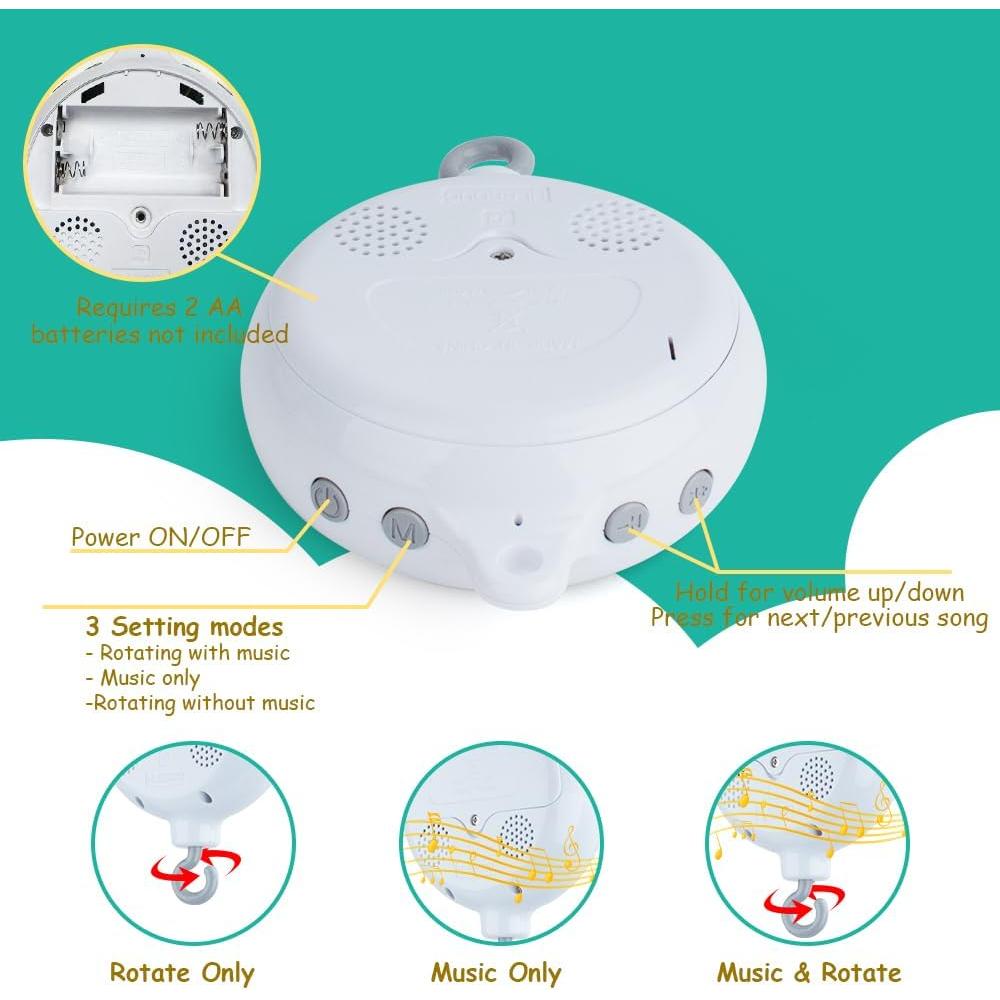 Móvil de Cuna para Bebés teytoy - Alto Contraste Blanco y Negro