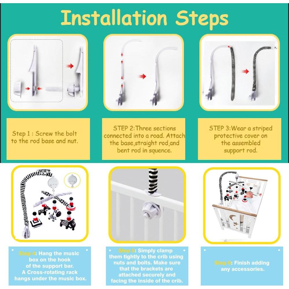 Móvil de Cuna para Bebés teytoy - Alto Contraste Blanco y Negro