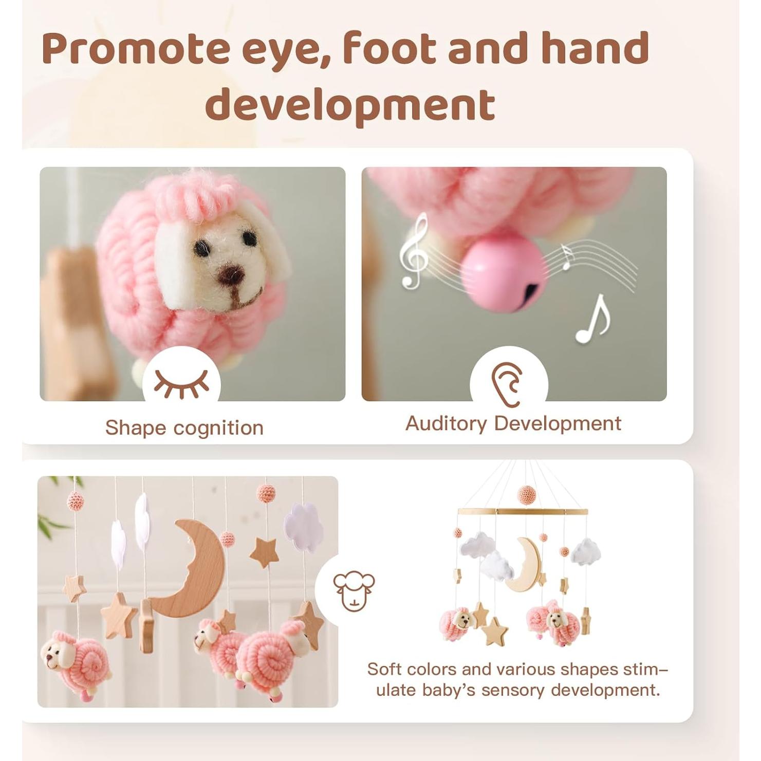 Móvil para bebé Ikubigu Rosa - Cuna Montessori Decorativo