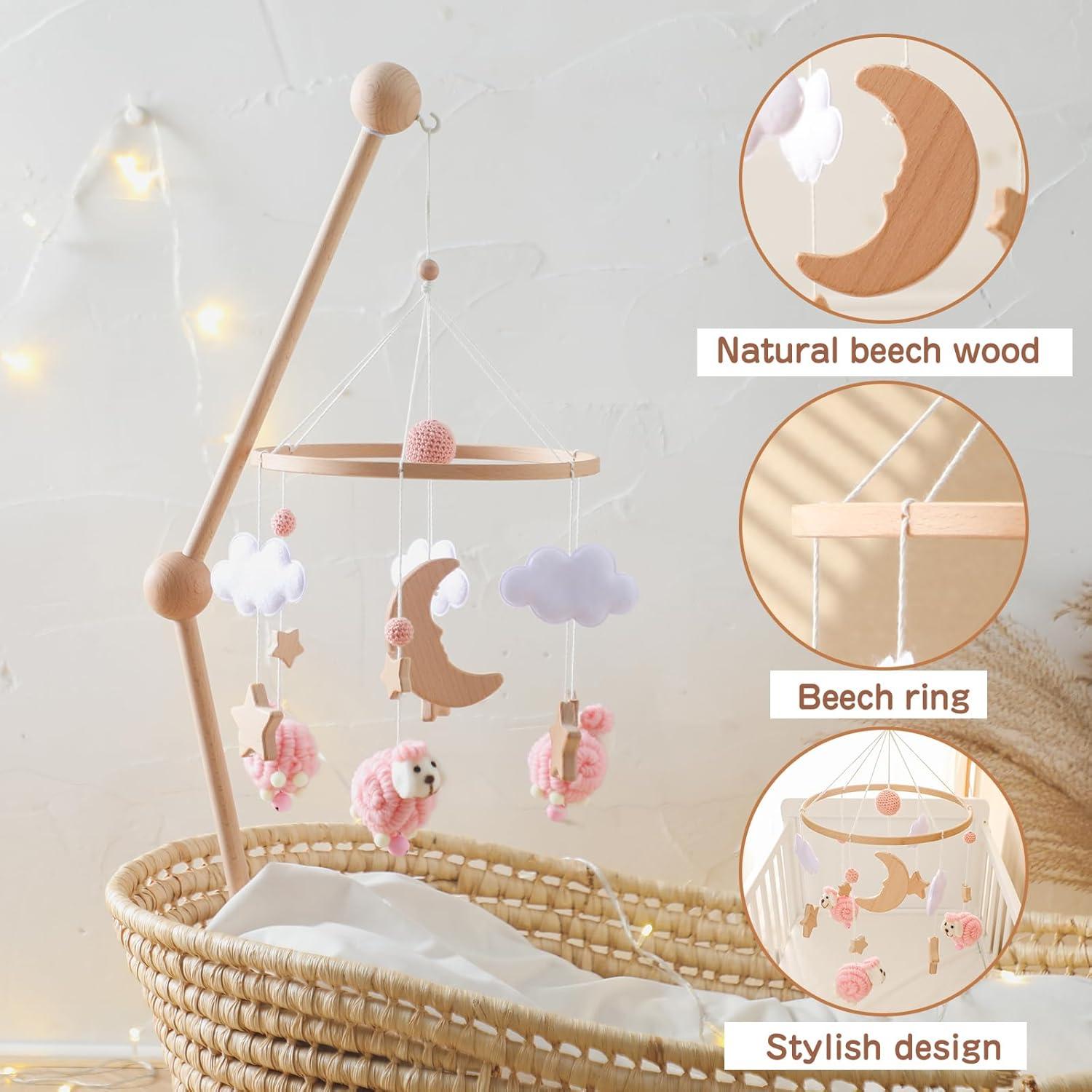 Móvil para bebé Ikubigu Rosa - Cuna Montessori Decorativo