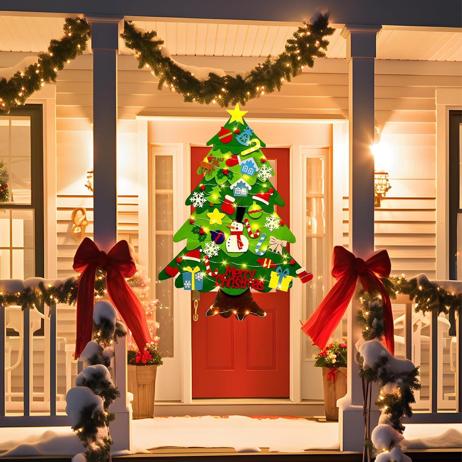 Árbol de Navidad de Fieltro Genérico 97.79x69.85 cm con 32 Accesorios