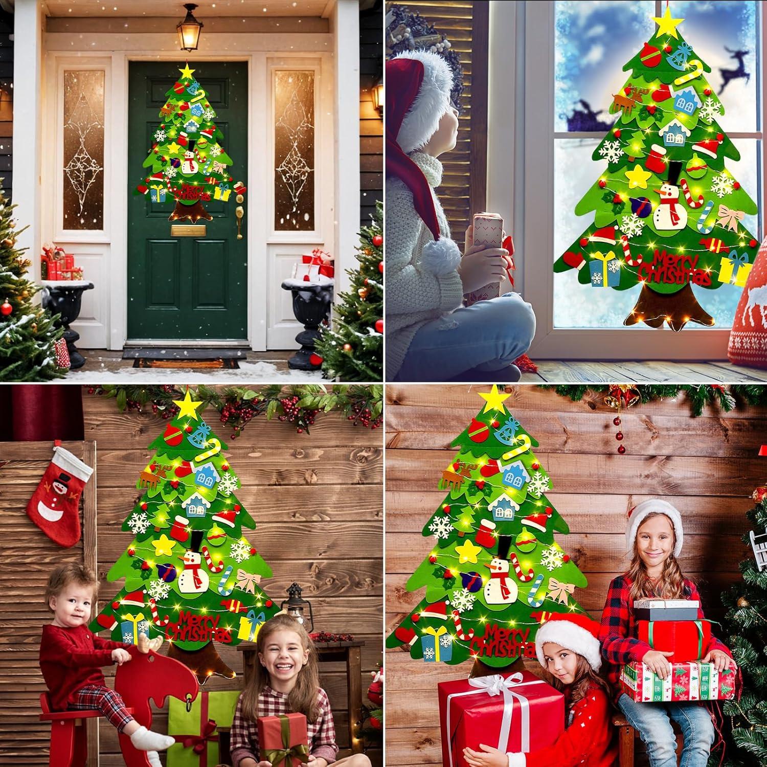 Árbol de Navidad de Fieltro Genérico 97.79x69.85 cm con 32 Accesorios