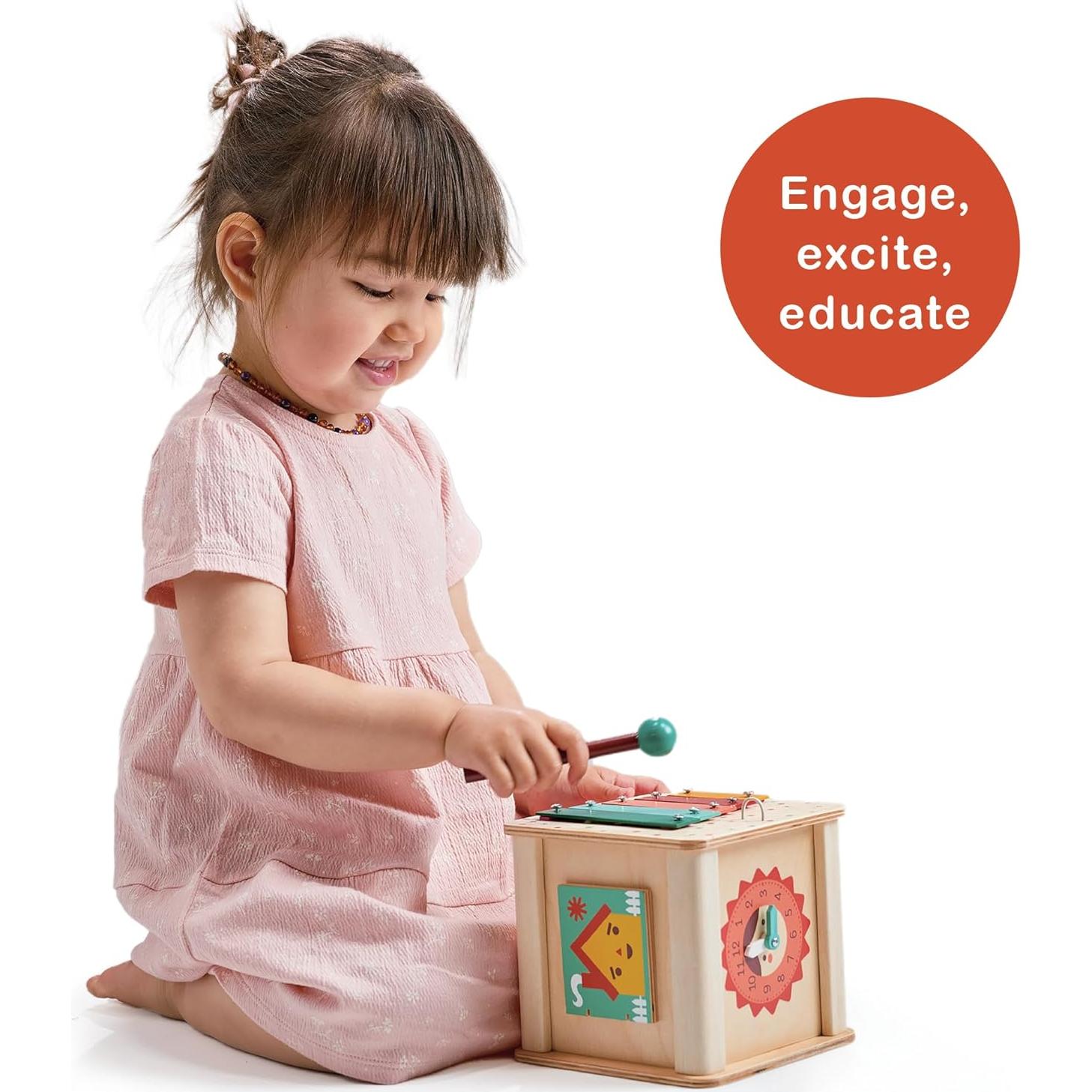 Cubo de Actividades Montessori Mentari - Madera 6-en-1 - 14x14x15.5cm