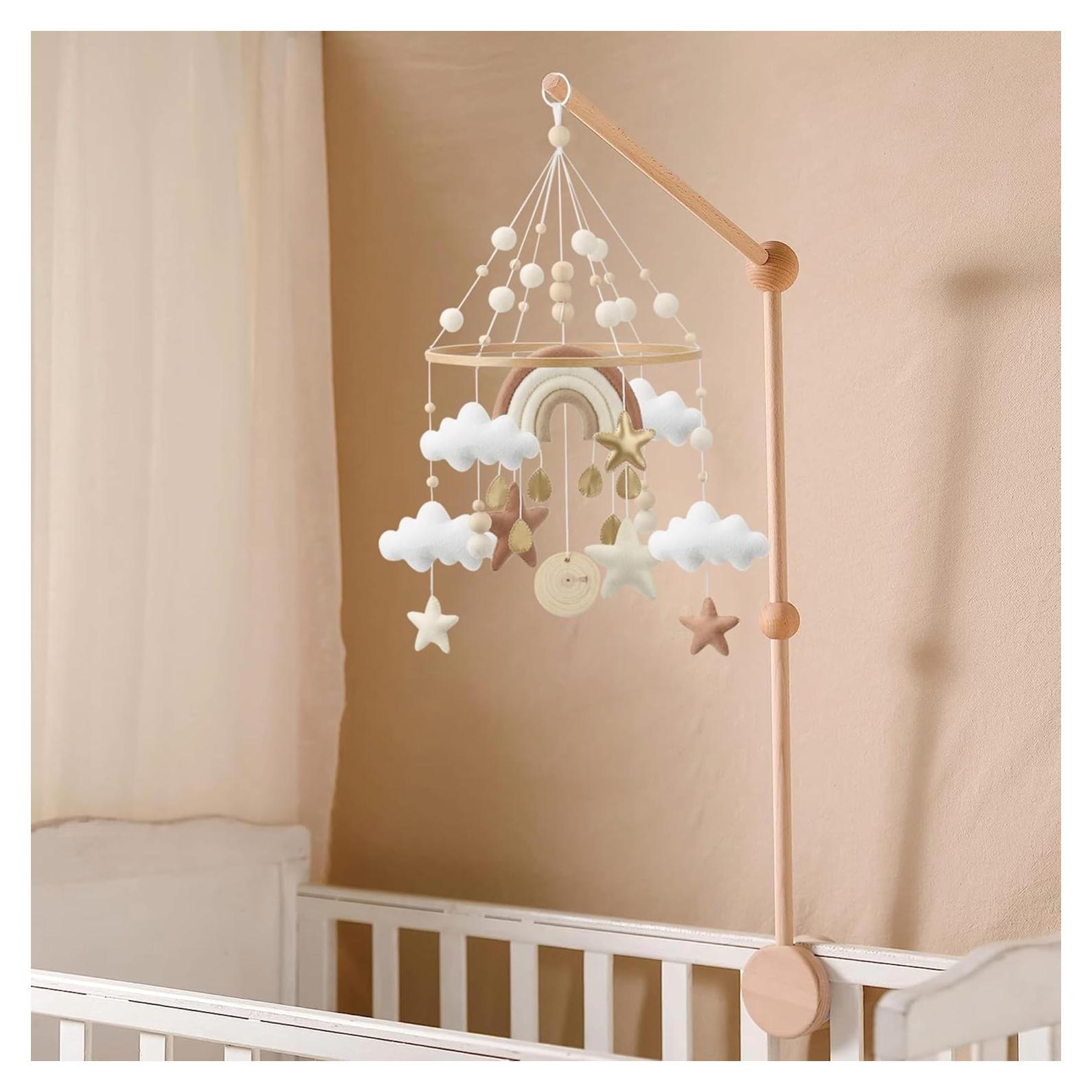 Móvil de Cuna Arcoíris Flora & Ivy - Boho Neutro 30x30 cm
