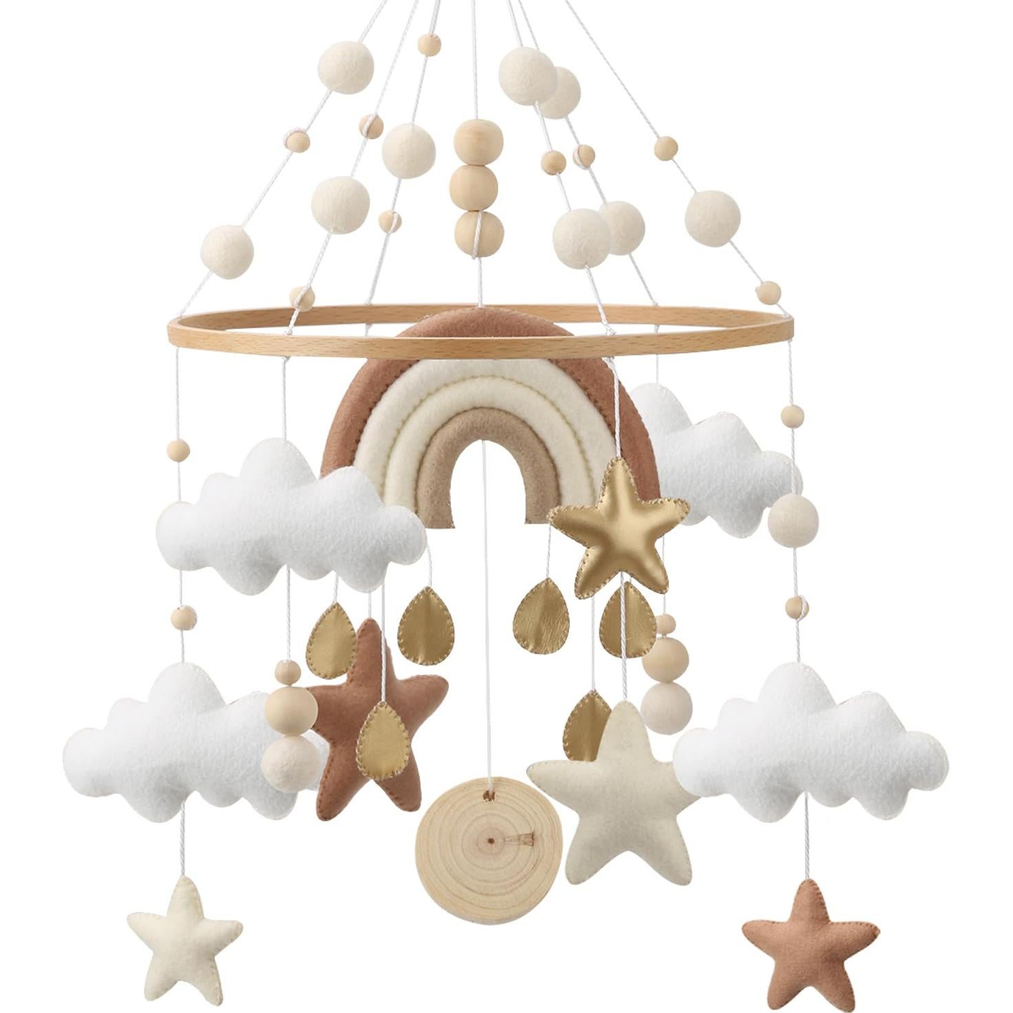 Móvil de Cuna Arcoíris Flora & Ivy - Boho Neutro 30x30 cm