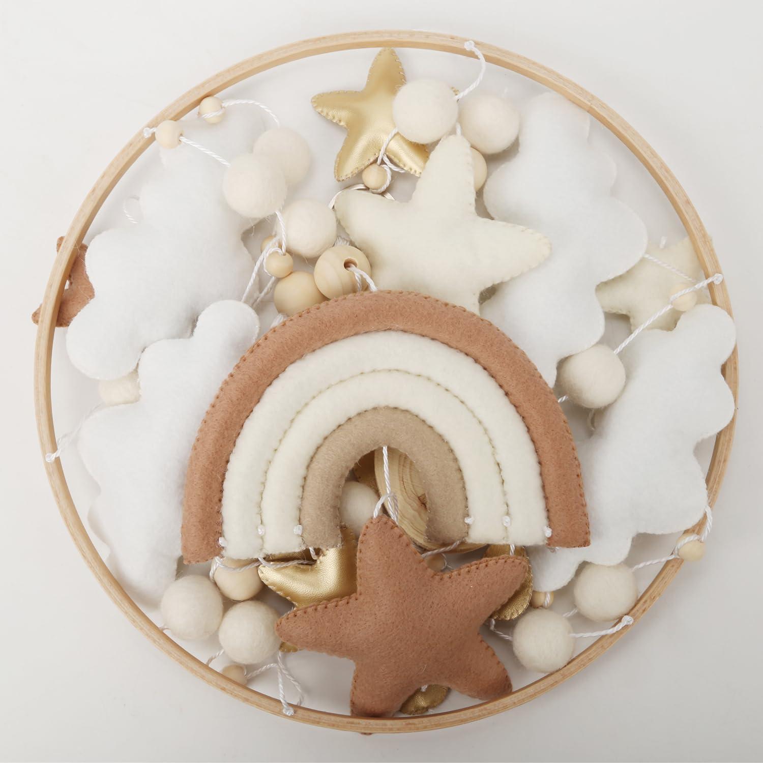 Móvil de Cuna Arcoíris Flora & Ivy - Boho Neutro 30x30 cm