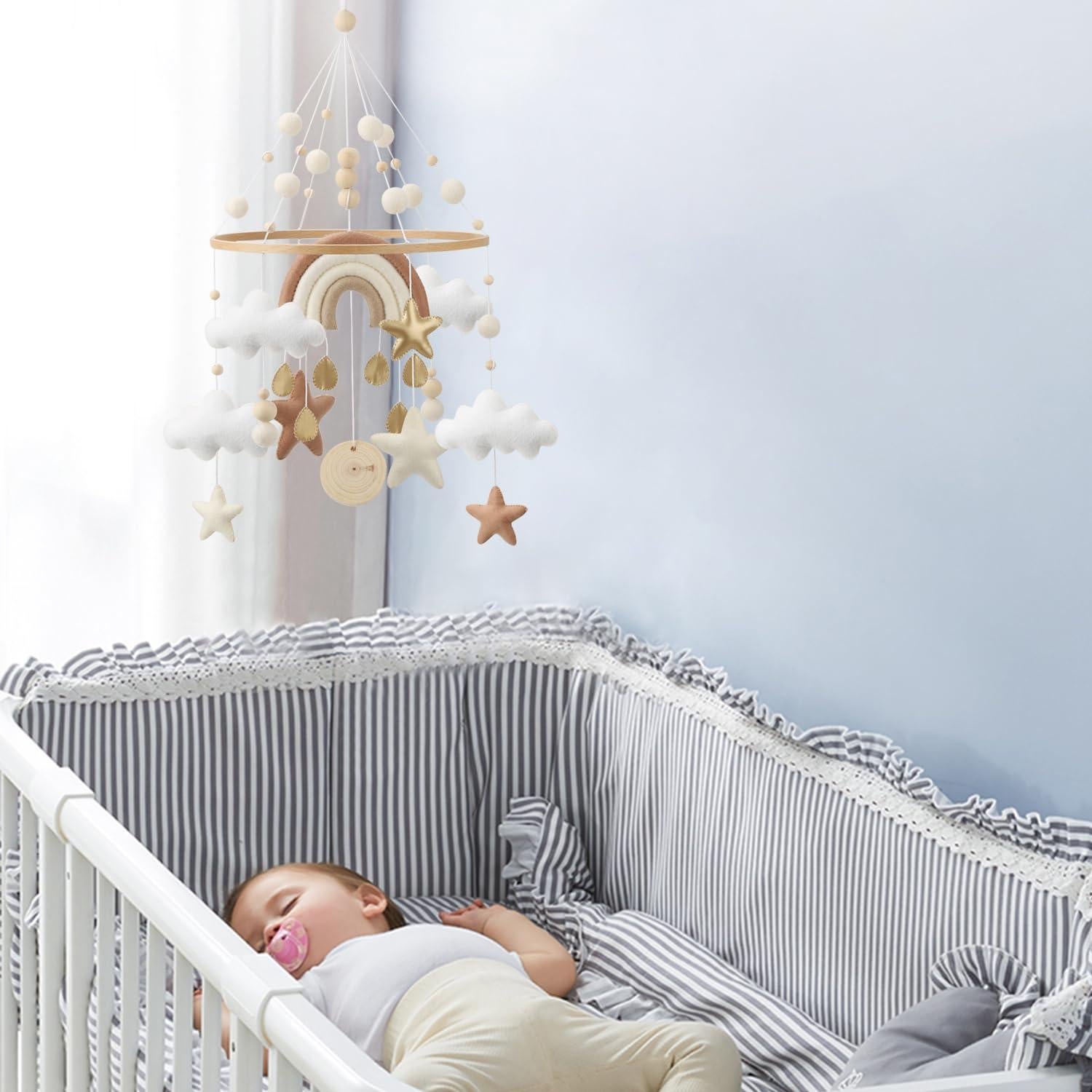 Móvil de Cuna Arcoíris Flora & Ivy - Boho Neutro 30x30 cm