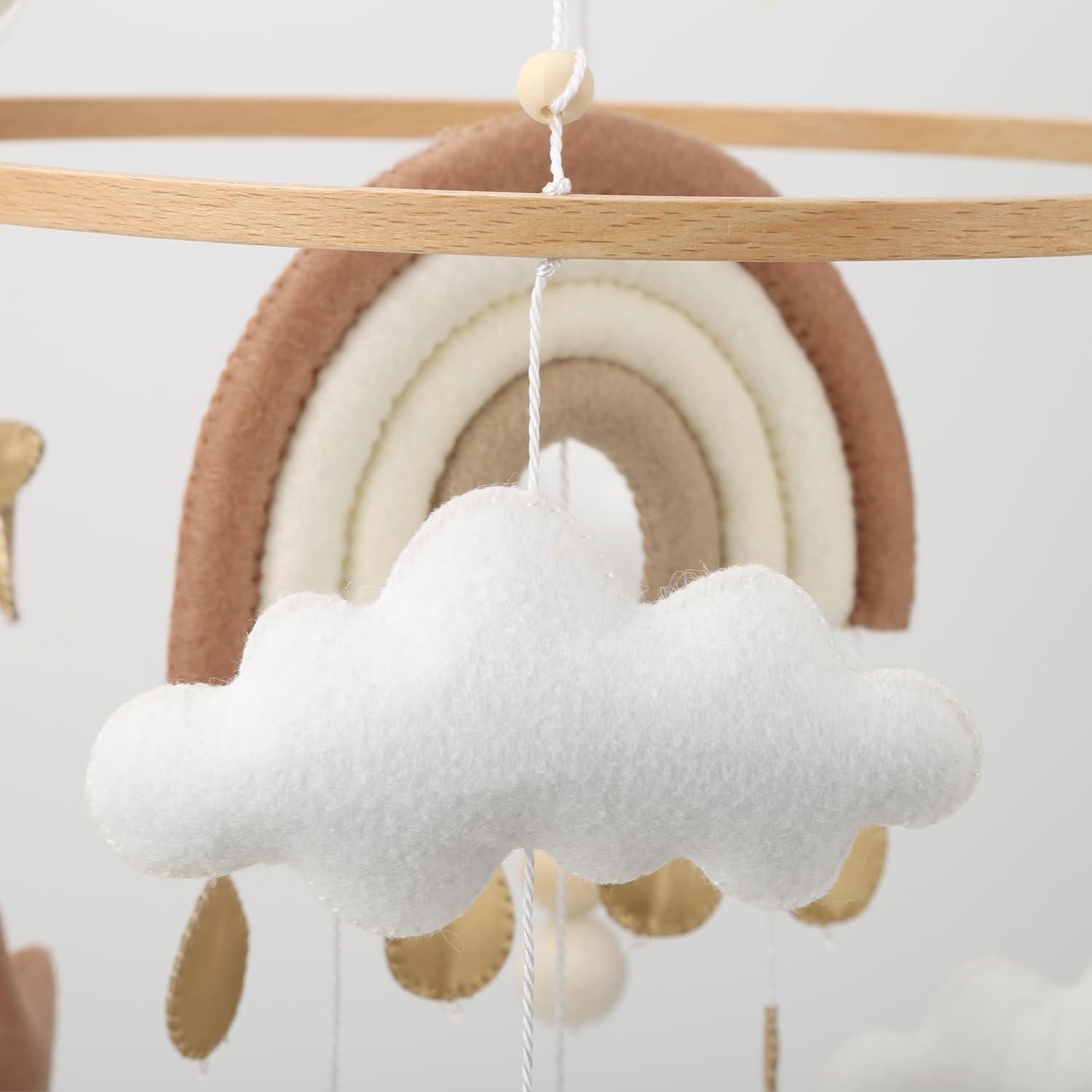Móvil de Cuna Arcoíris Flora & Ivy - Boho Neutro 30x30 cm