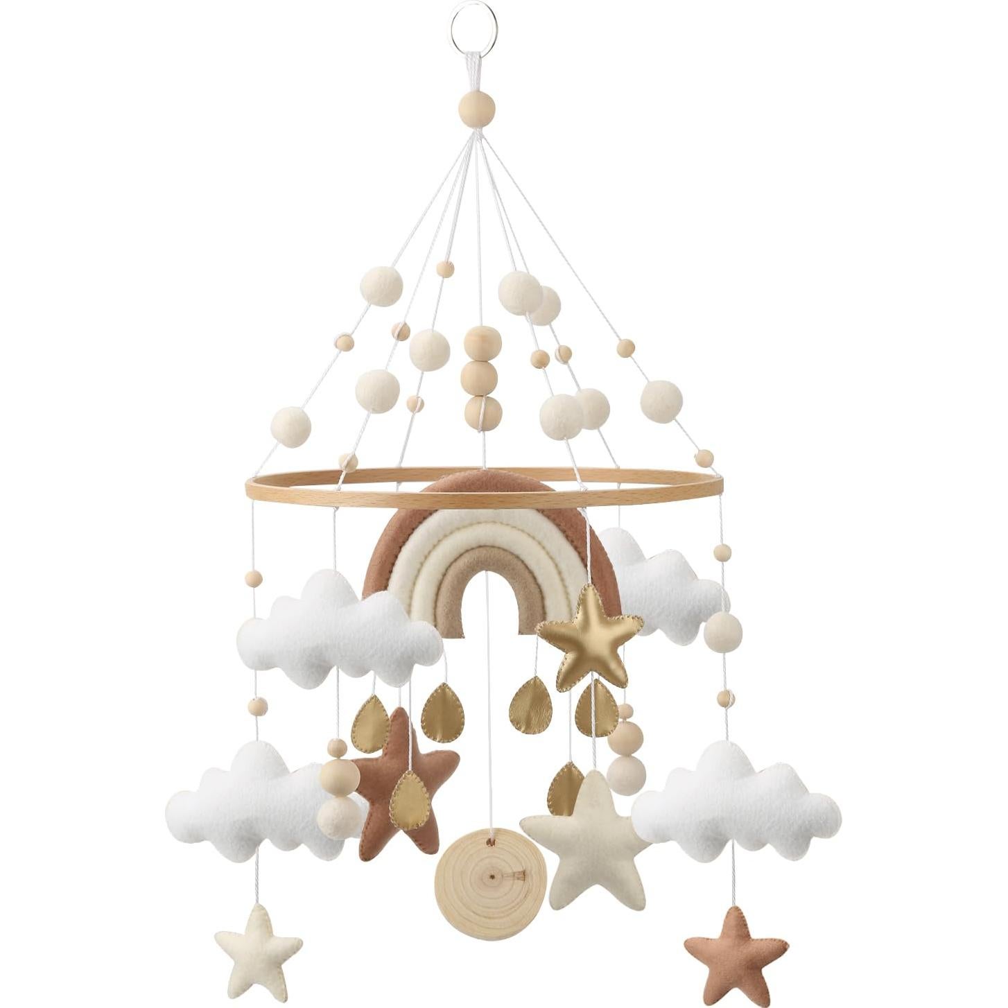 Móvil de Cuna Arcoíris Flora & Ivy - Boho Neutro 30x30 cm