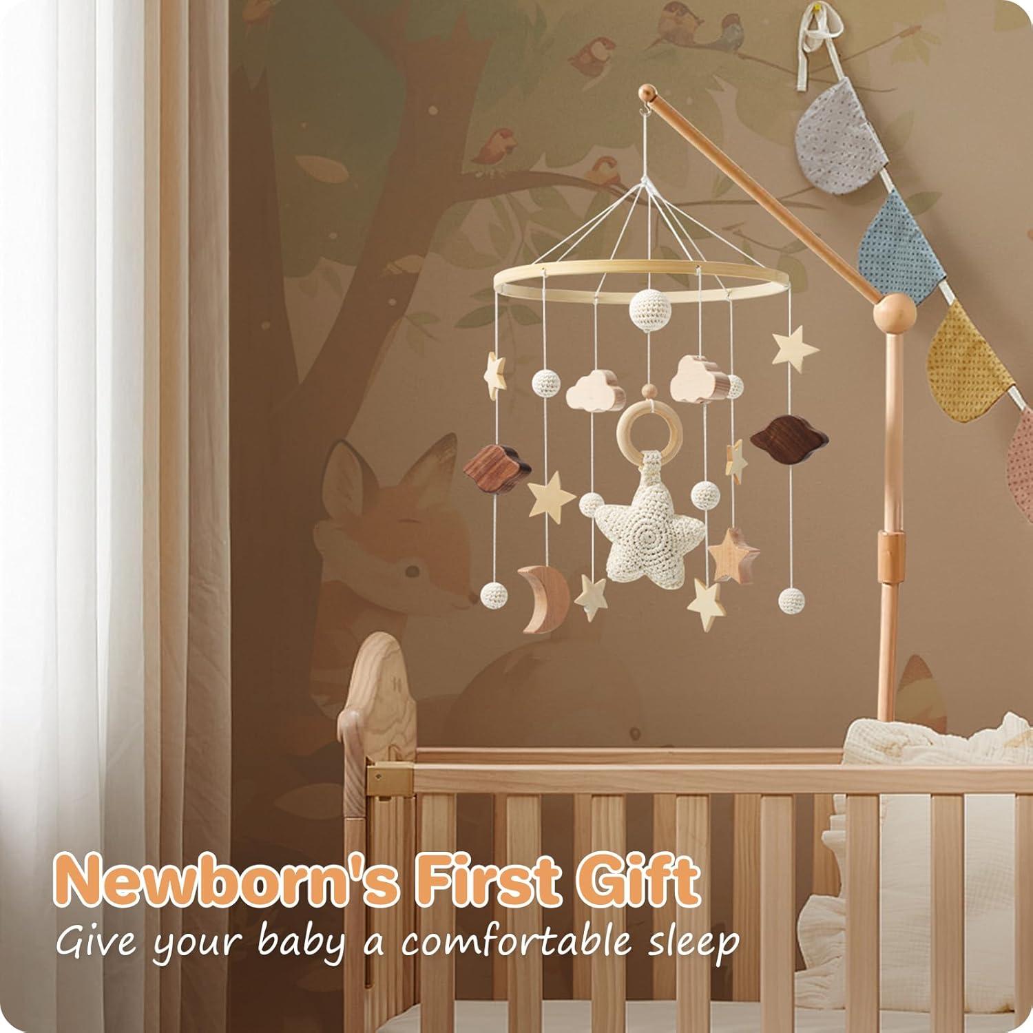 Móvil de Cuna Hecho a Mano NICEMER Estrellas y Nubes