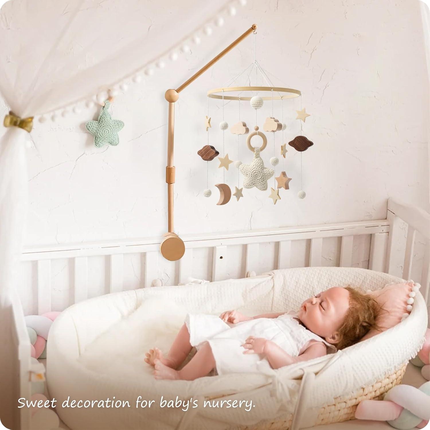 Móvil de Cuna Hecho a Mano NICEMER Estrellas y Nubes