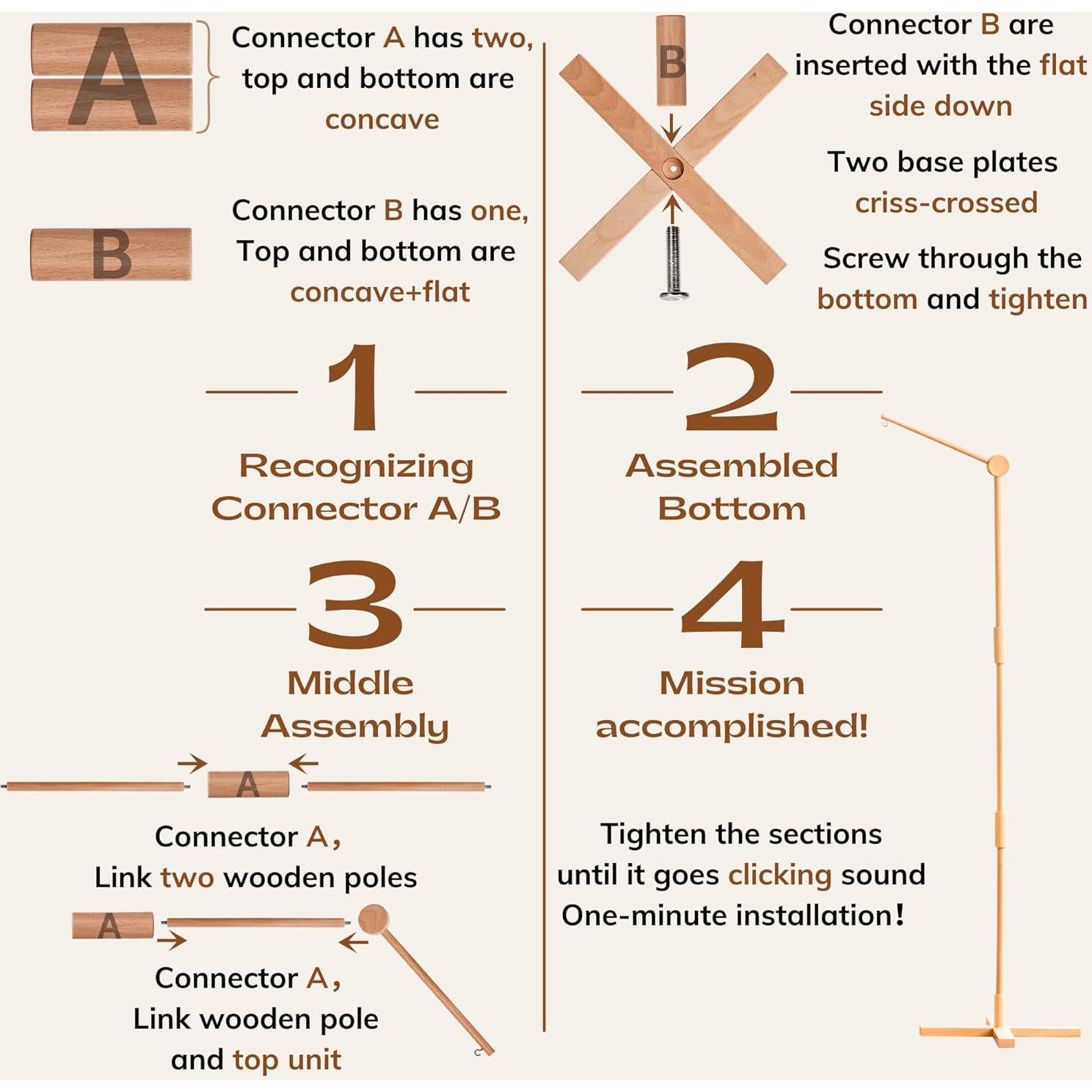 Brazo Móvil de Cuna de Pie Lanttoe - Madera de Haya 155 cm