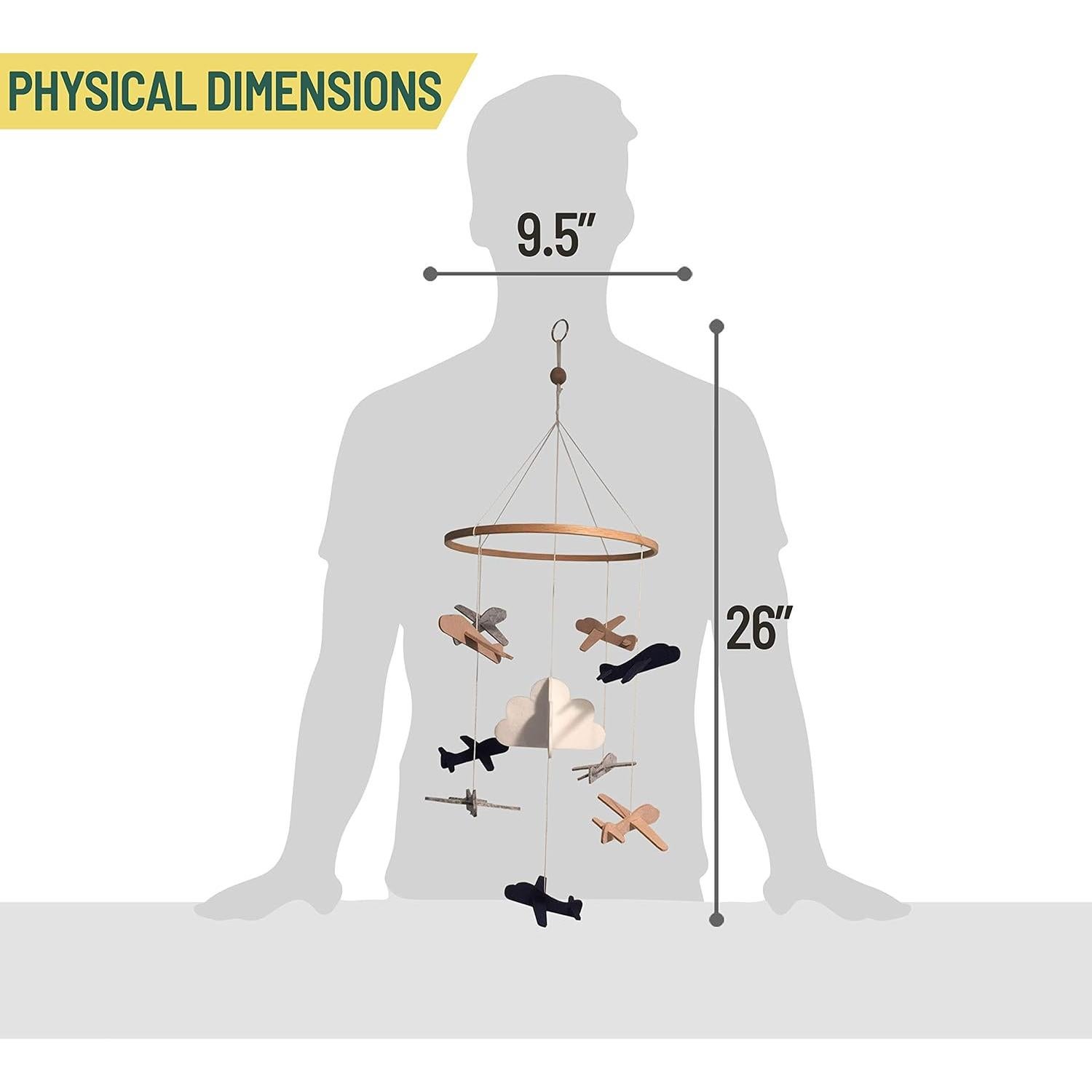 Móvil de Cuna Sorrel + Fern Aviones en las Nubes - Gris y Blanco