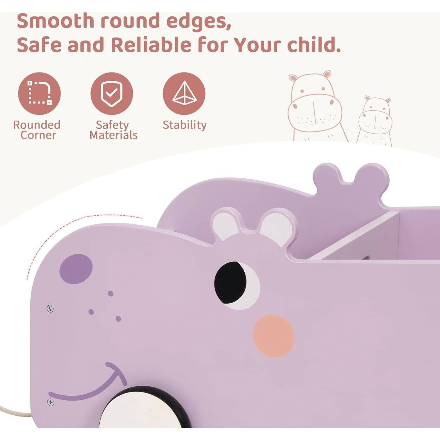 Estantería Montessori para Niños - Hipopótamo, 60x36.6 cm