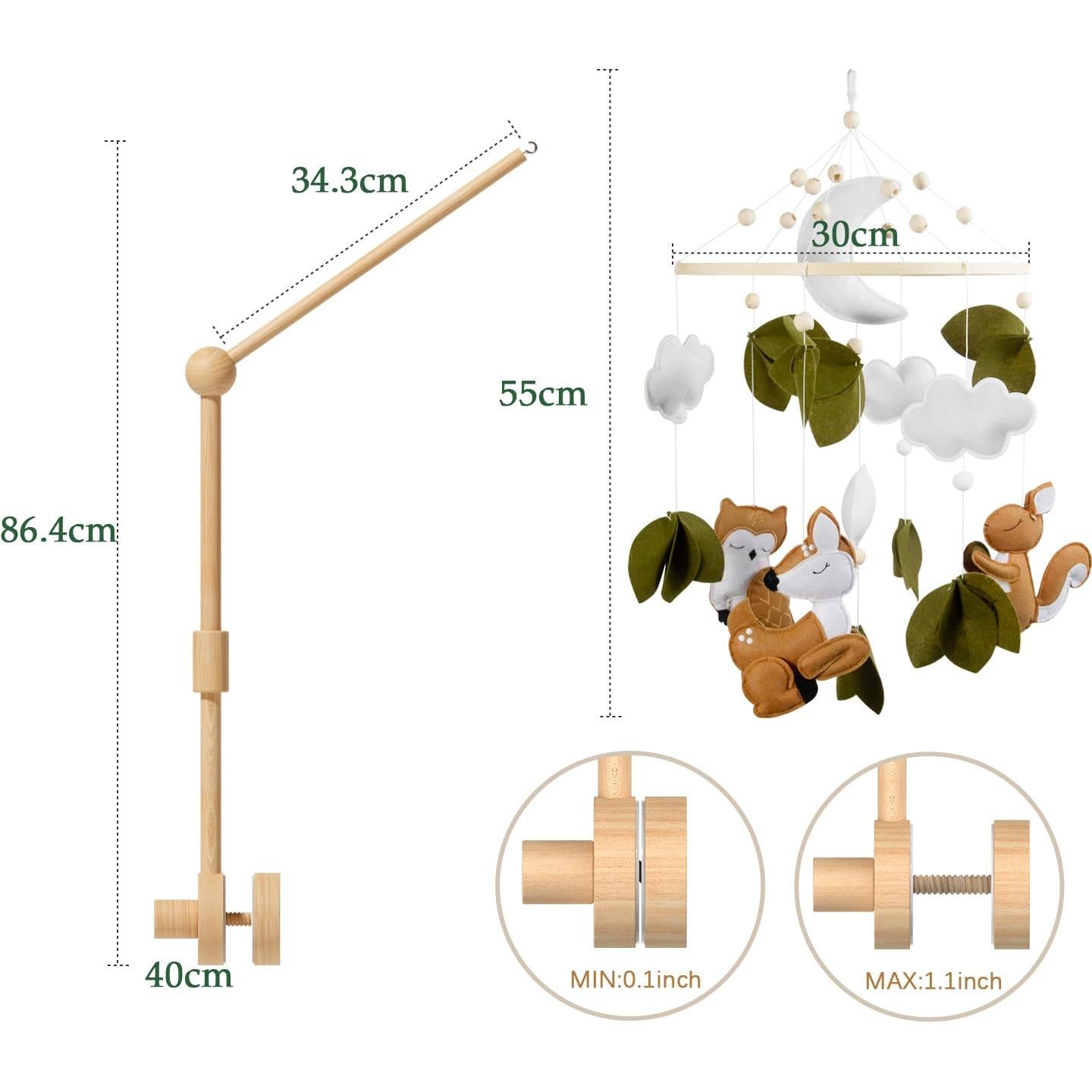 Móvil de Cuna Musical FEISIKE 86.36 cm Animales del Bosque