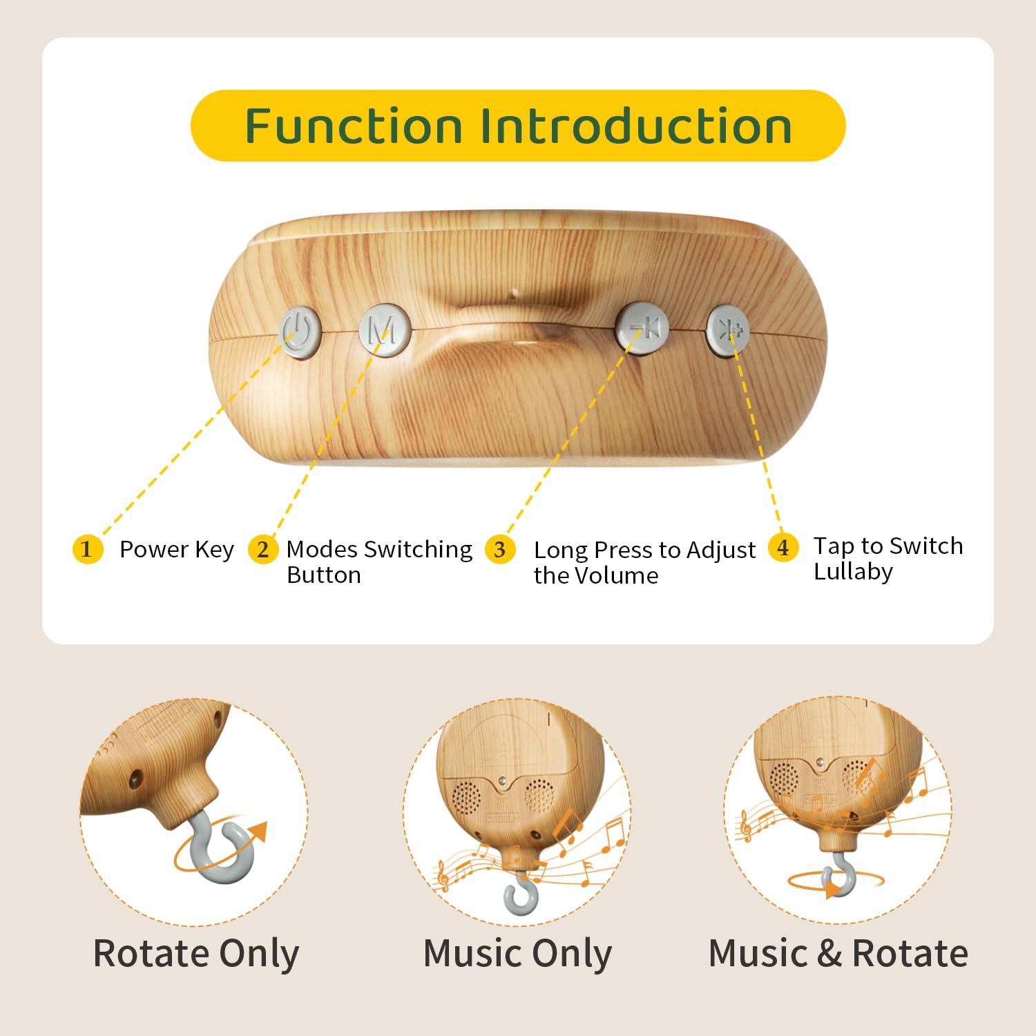 Móvil de Cuna Musical FEISIKE 86.36 cm Animales del Bosque