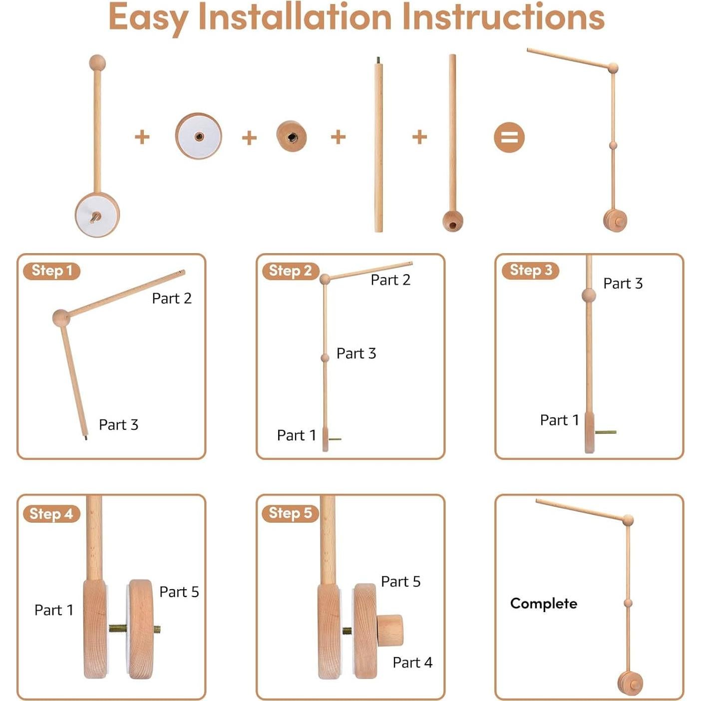 Brazo de Móvil de Madera YOUQIAN para Cuna - Soporte Ajustable