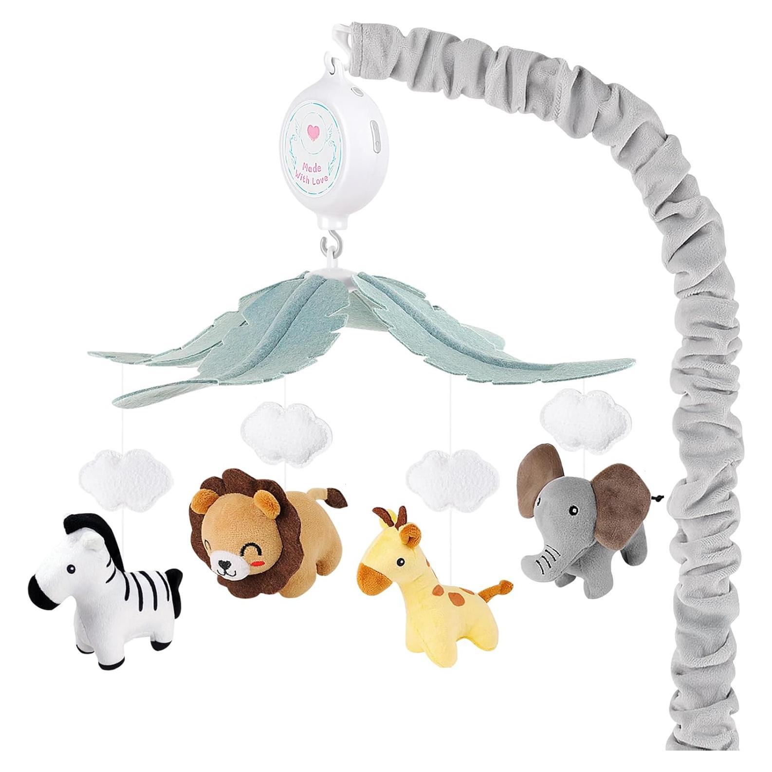 Móvil de Cuna Musical PIIKAGO Safari con Animales de Peluche