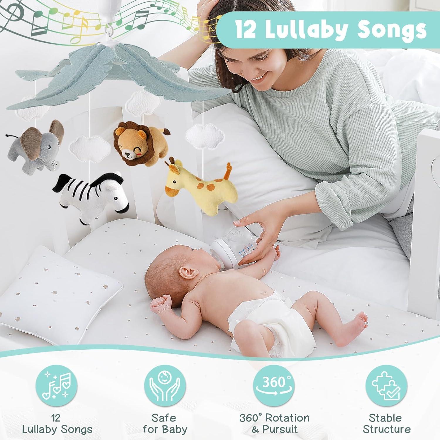 Móvil de Cuna Musical PIIKAGO Safari con Animales de Peluche