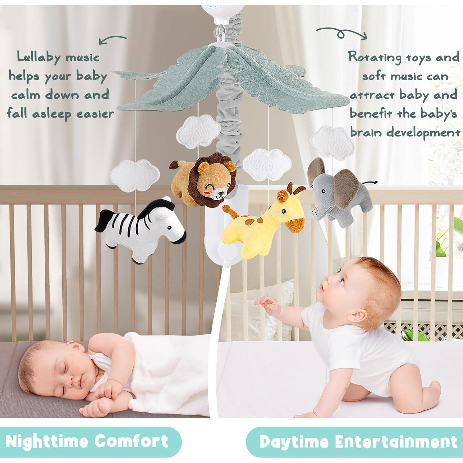 Móvil de Cuna Musical PIIKAGO Safari con Animales de Peluche