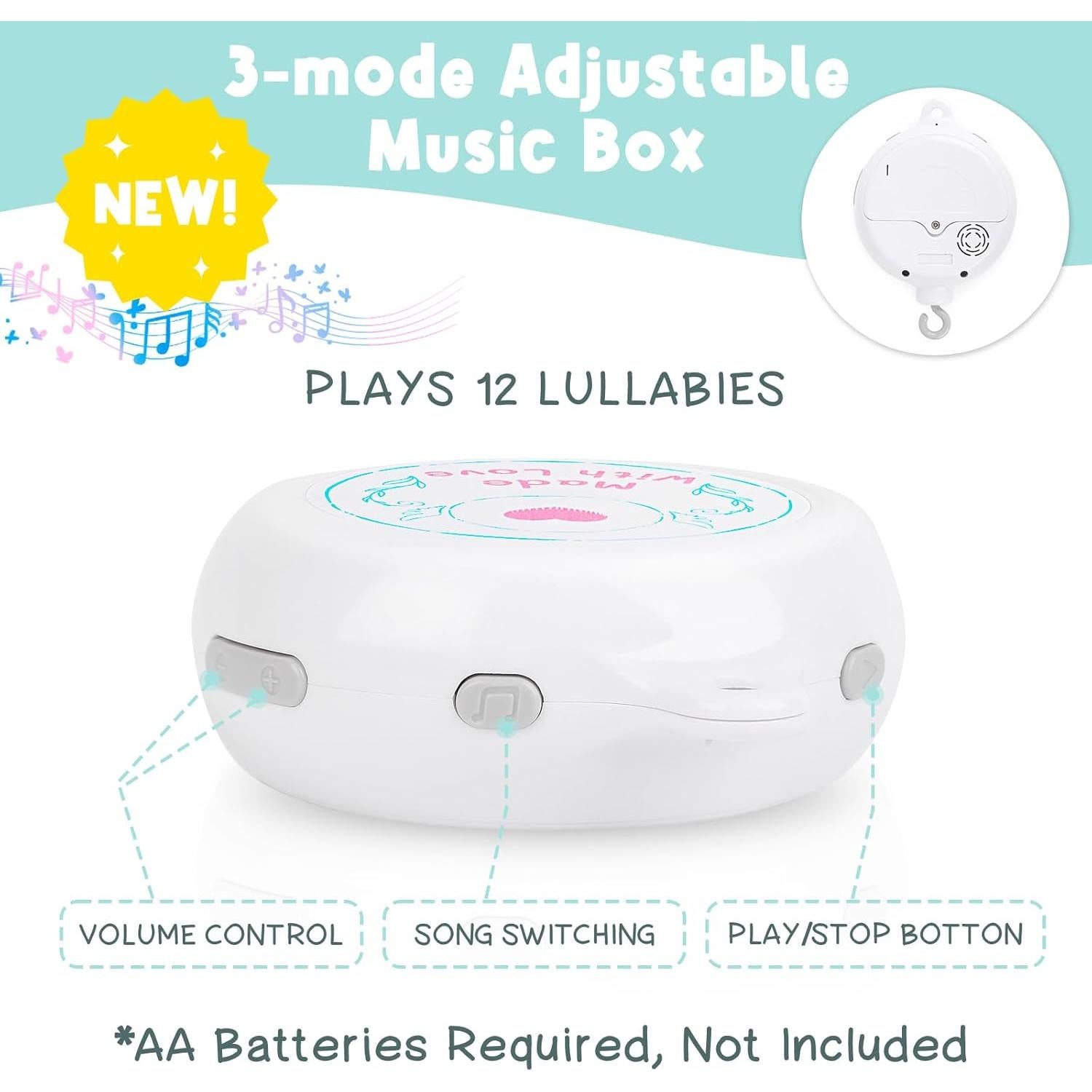 Móvil de Cuna Musical PIIKAGO Safari con Animales de Peluche