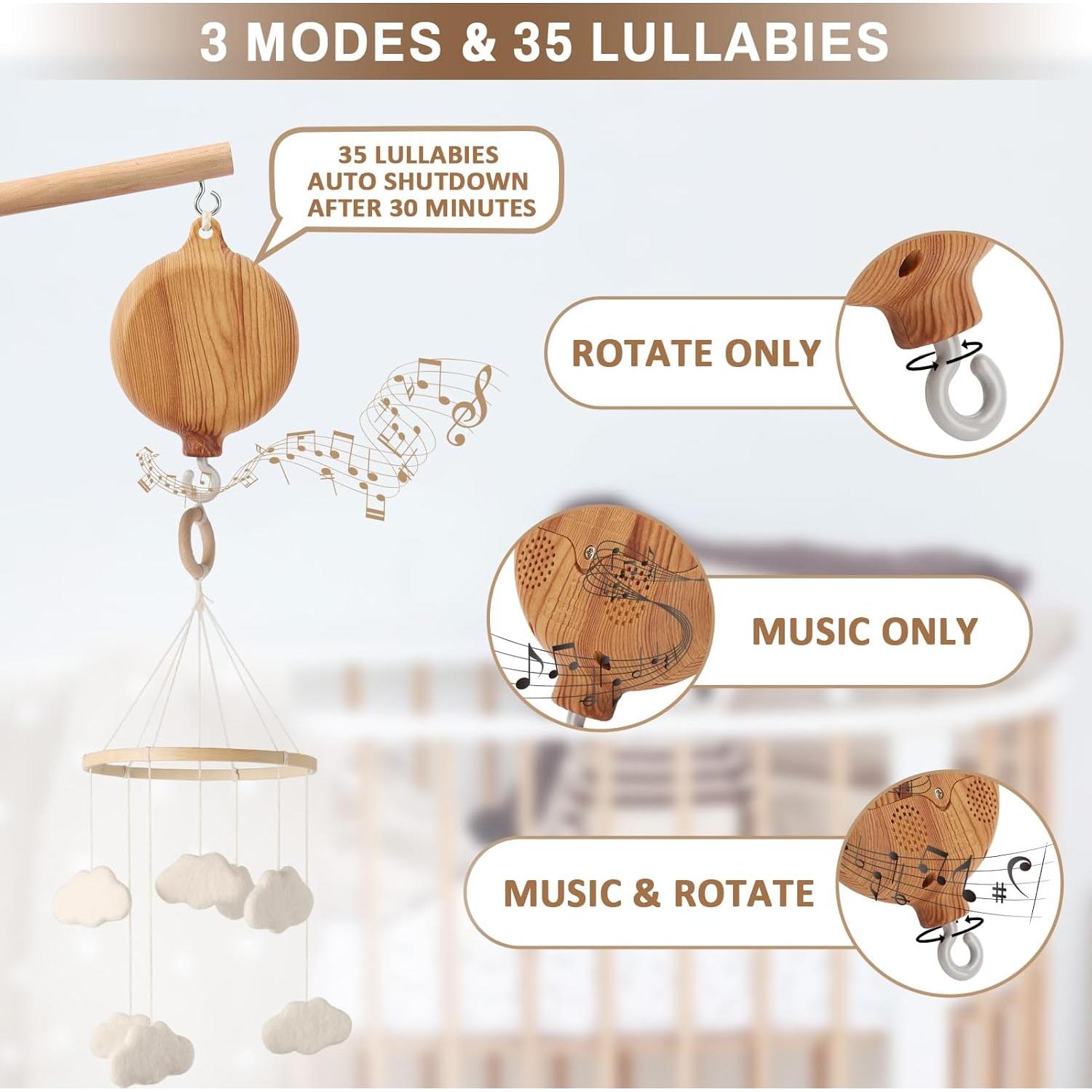 Brazo de Móvil de Cuna de Pie LLIU 165 cm con Música