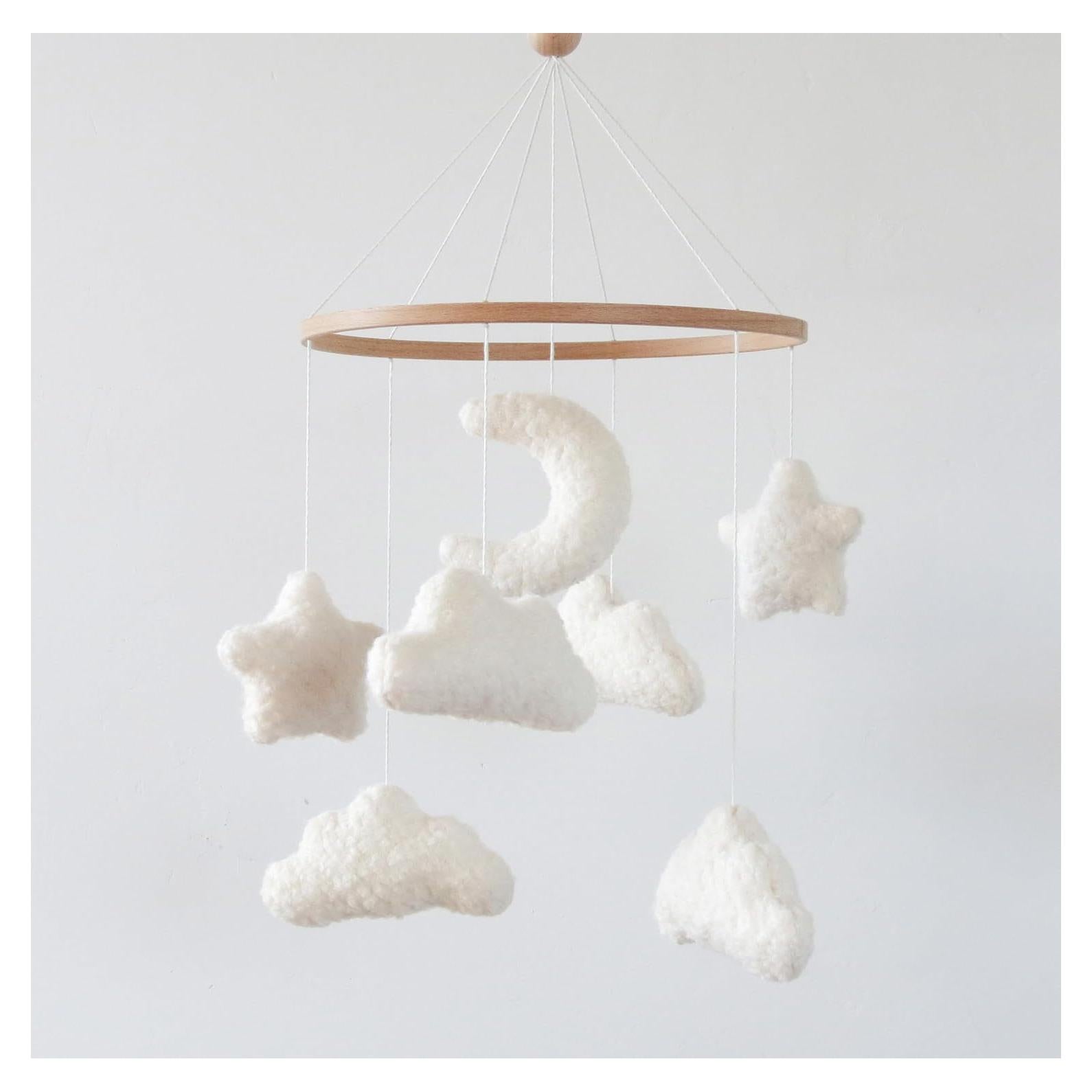 Móvil de Cuna Neutro Boho Goukurlsma Luna y Nubes 23cm
