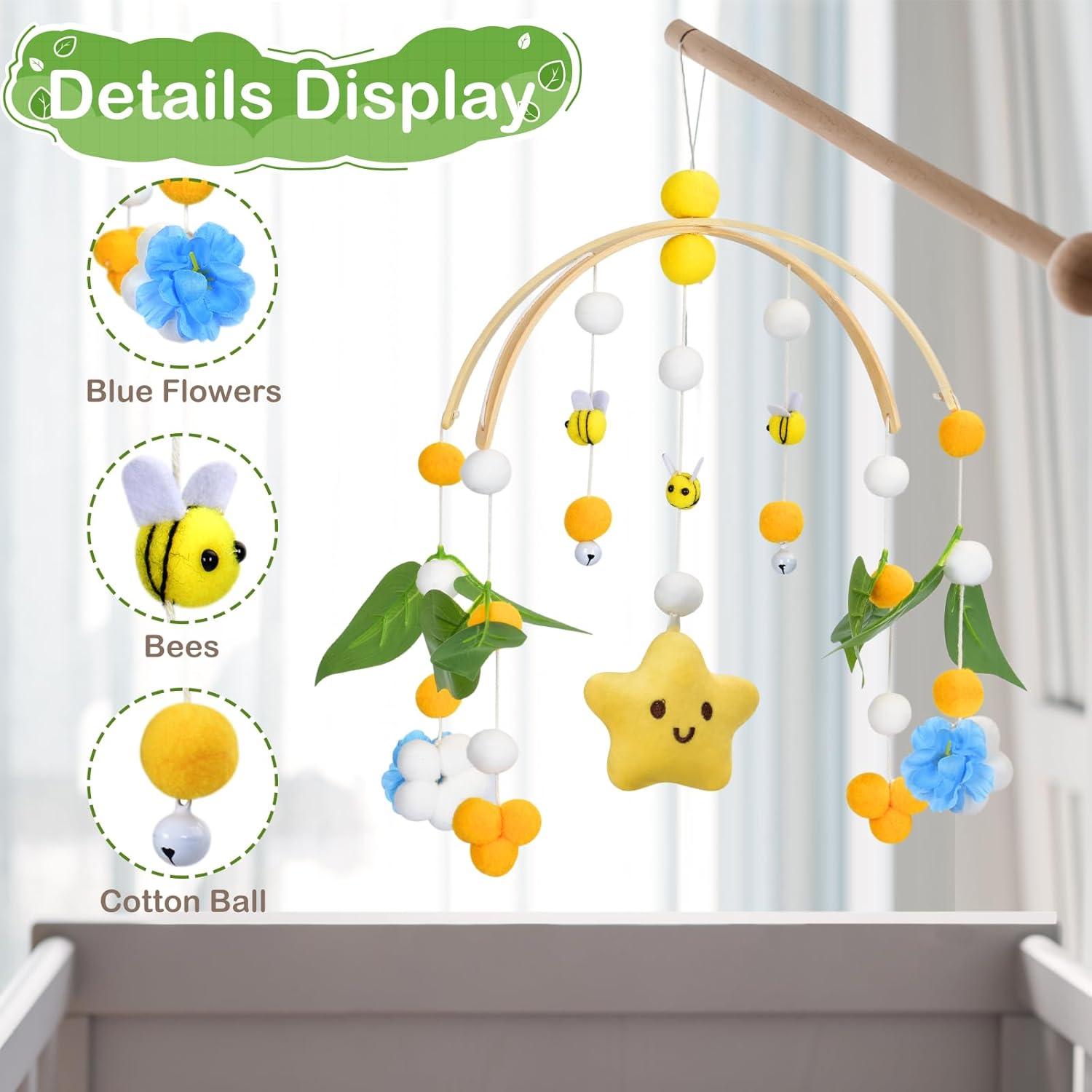 Móvil para Cuna Fcesuk Estrellas y Flores Amarillo 22.86cm