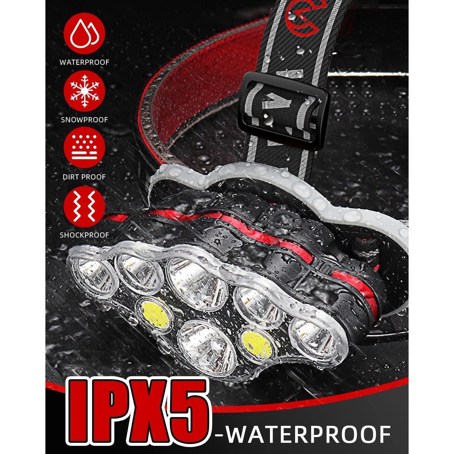 Linterna Frontal Recargable Victoper V8000, 8 LEDs Brillantes