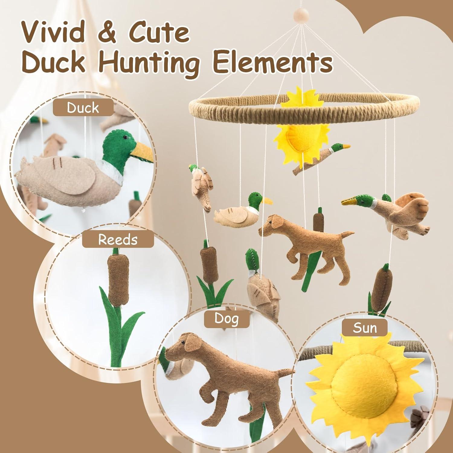 Móvil para Cuna Teeloray Pato Mallard Hecho a Mano 22.86cm