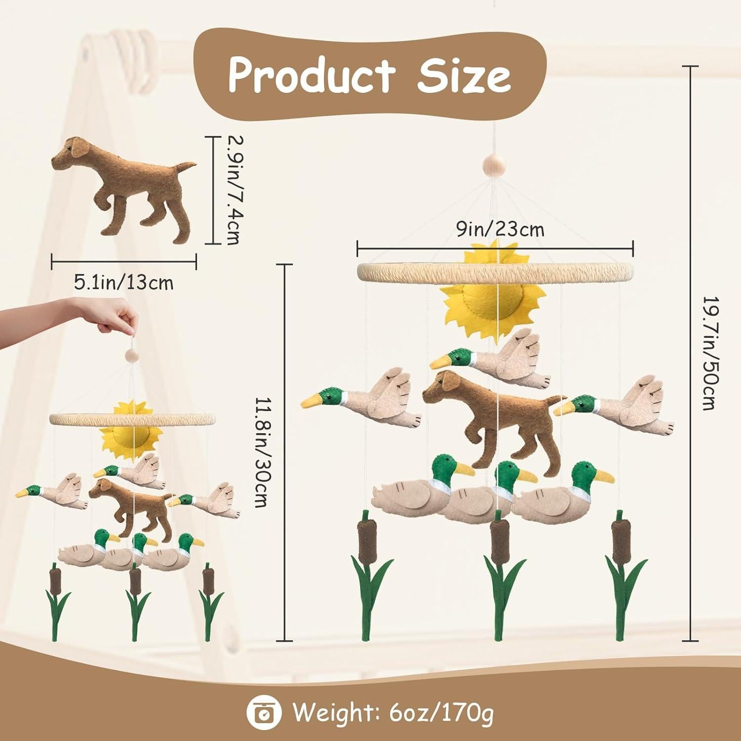 Móvil para Cuna Teeloray Pato Mallard Hecho a Mano 22.86cm