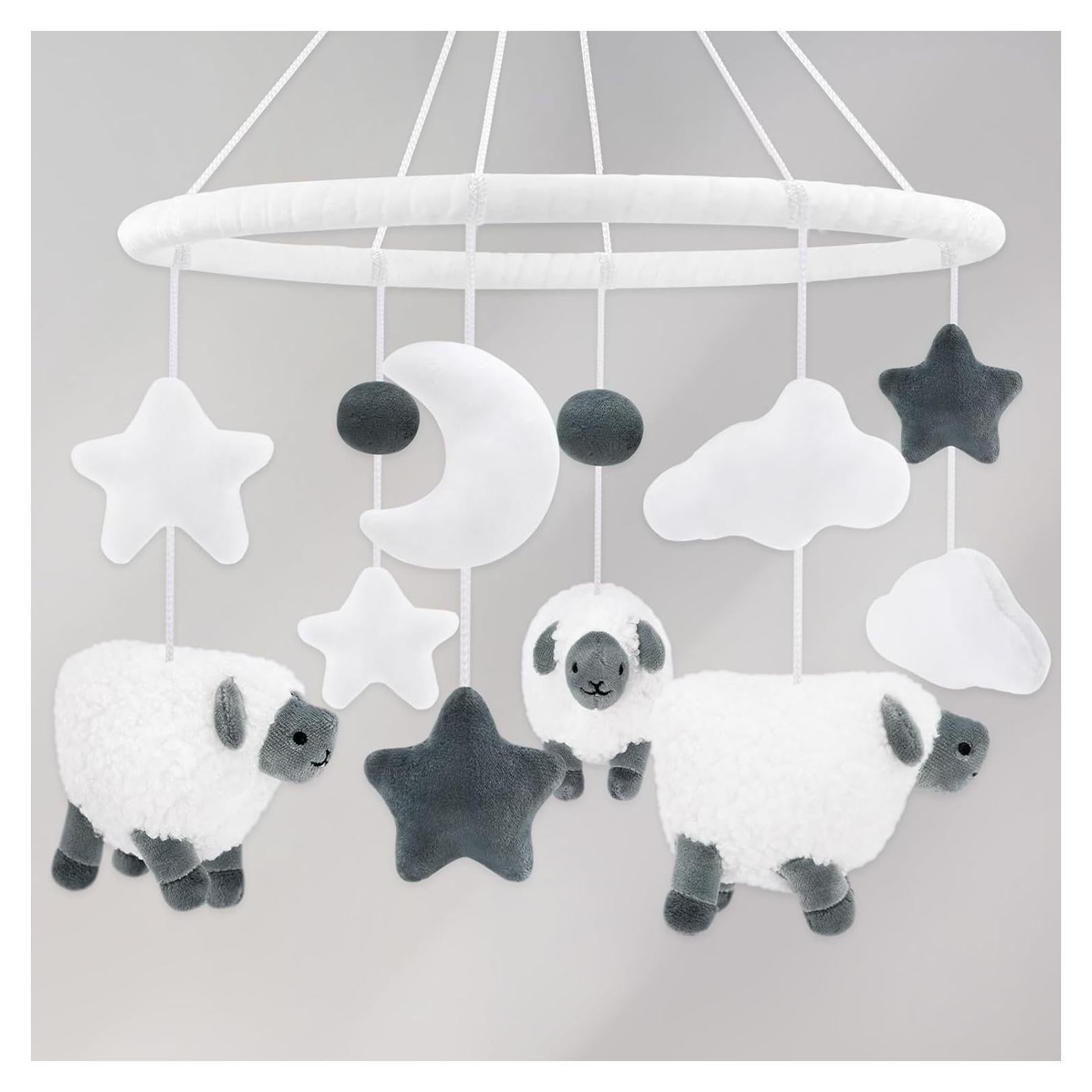 Móvil de Cuna de Oveja Escocesa para Bebés - Gris