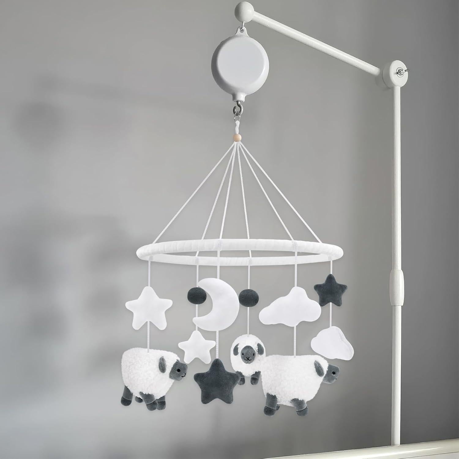 Móvil de Cuna de Oveja Escocesa para Bebés - Gris