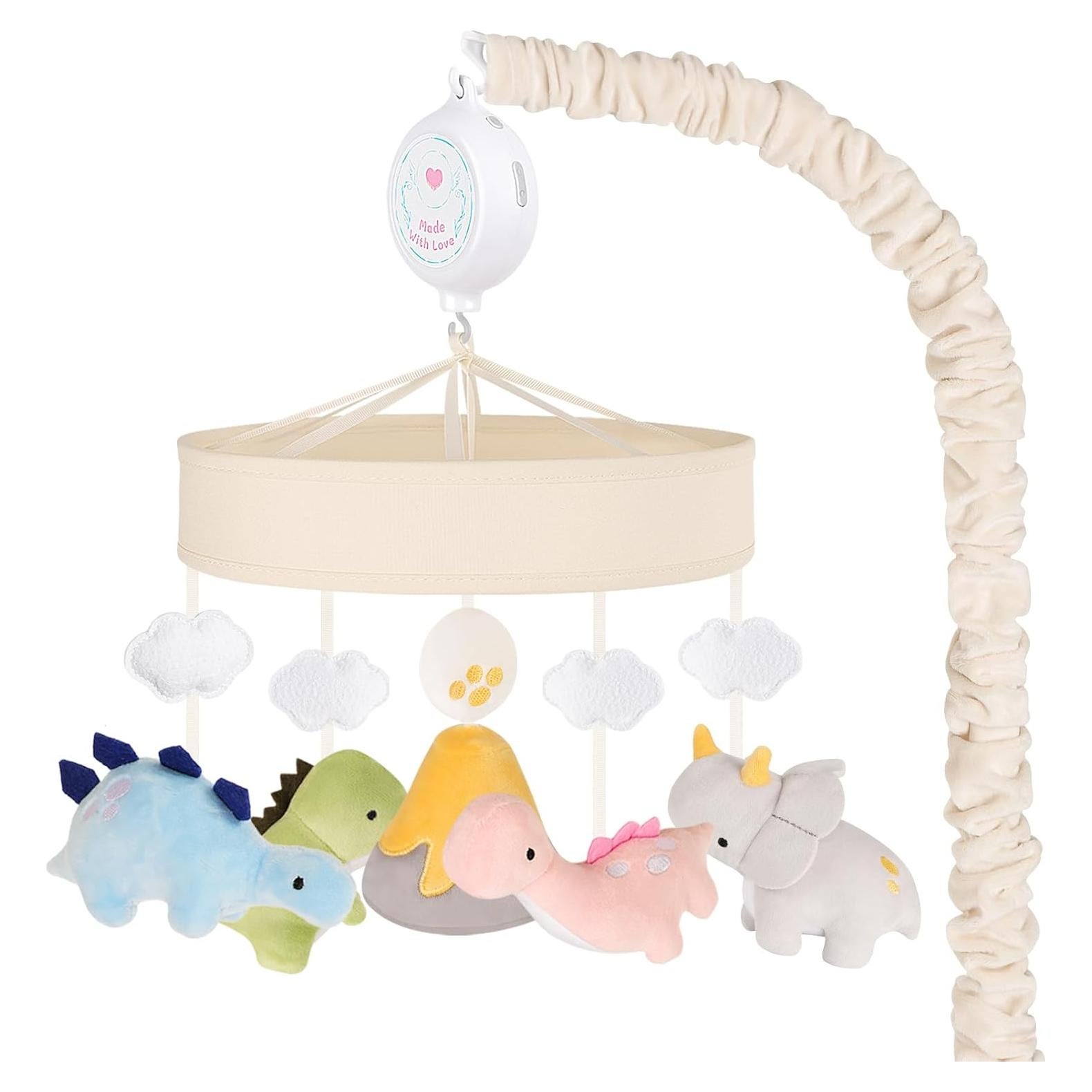 Móvil de Cuna Musical PIIKAGO Dinosaurios Beige 3 Modos