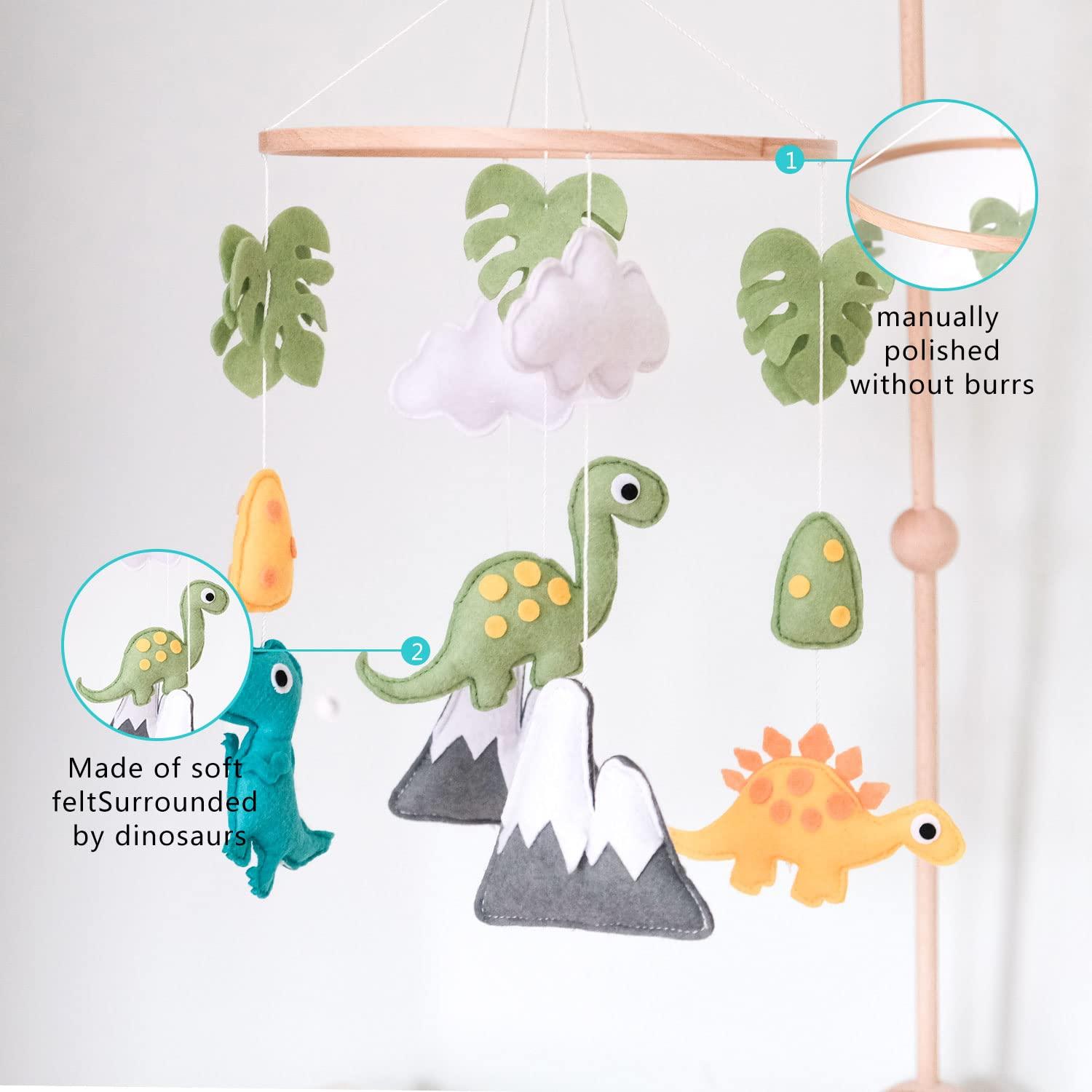 Móvil de Cuna Dinosaurio Vlokup - Fieltro Suave, 25.6x25.1cm