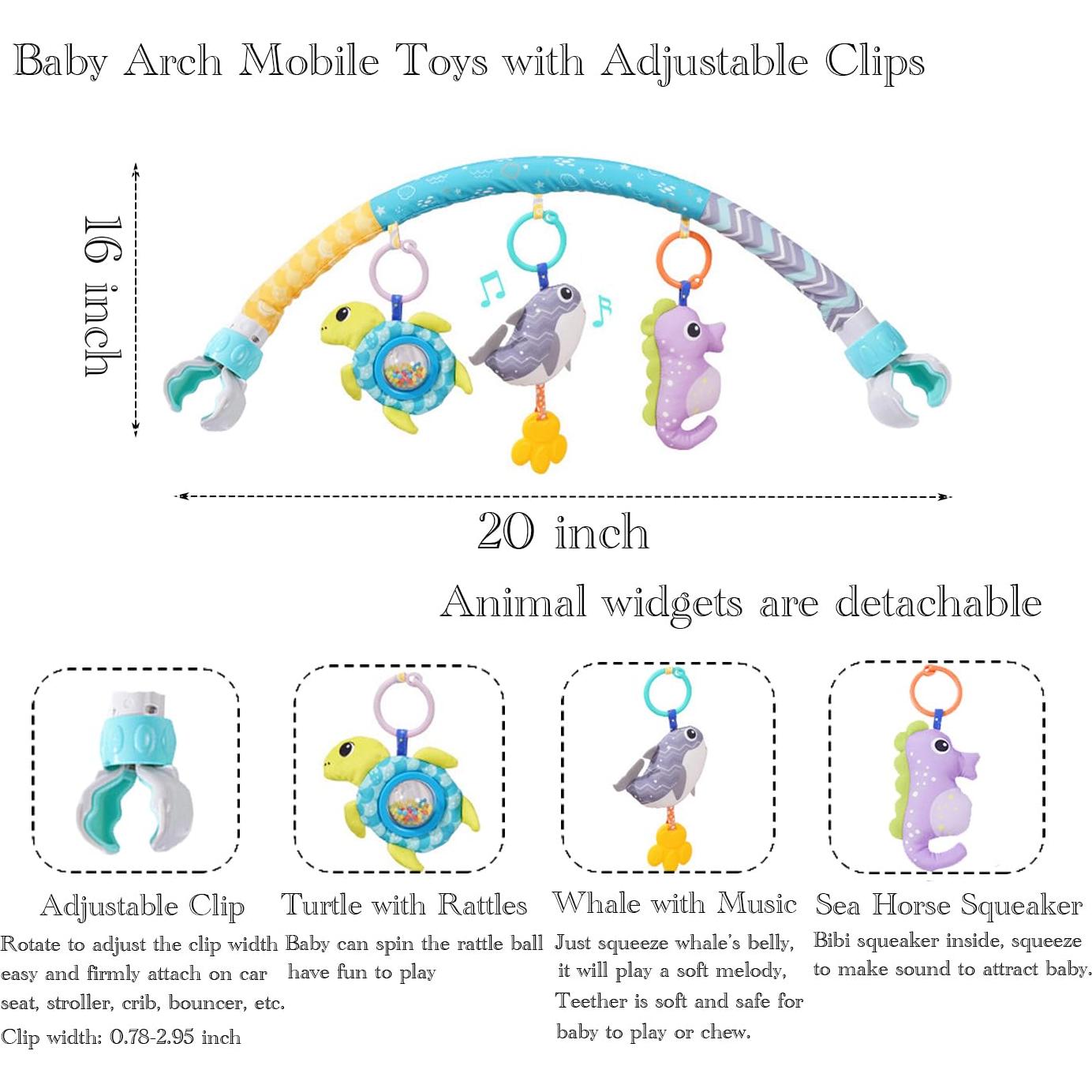 Móvil de Actividad para Bebés Azul - Juguete Ajustable 0-12 Meses