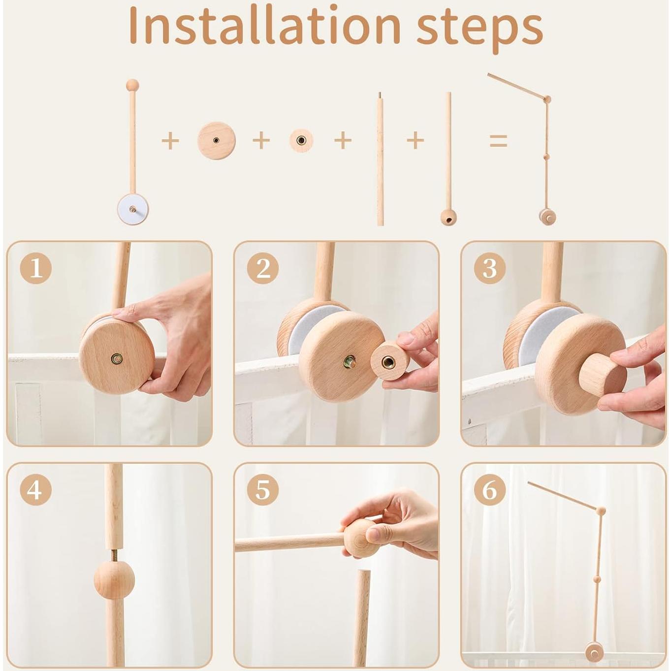 Brazo de Móvil para Cuna HZHT de Madera 76.2 cm Antideslizante