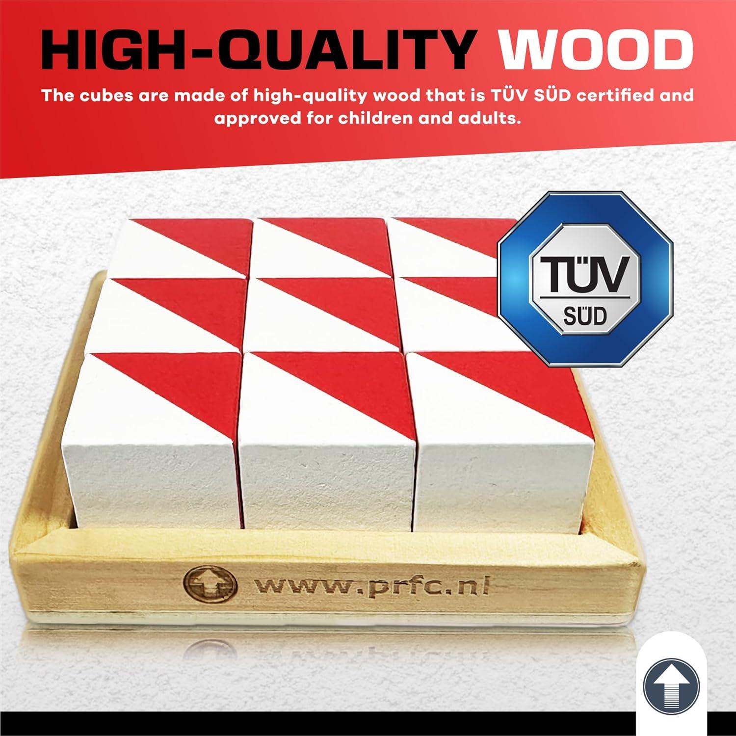Bloques de Madera PrfcNL IQ Test - 9 Cubos 2.5 cm para Evaluaciones