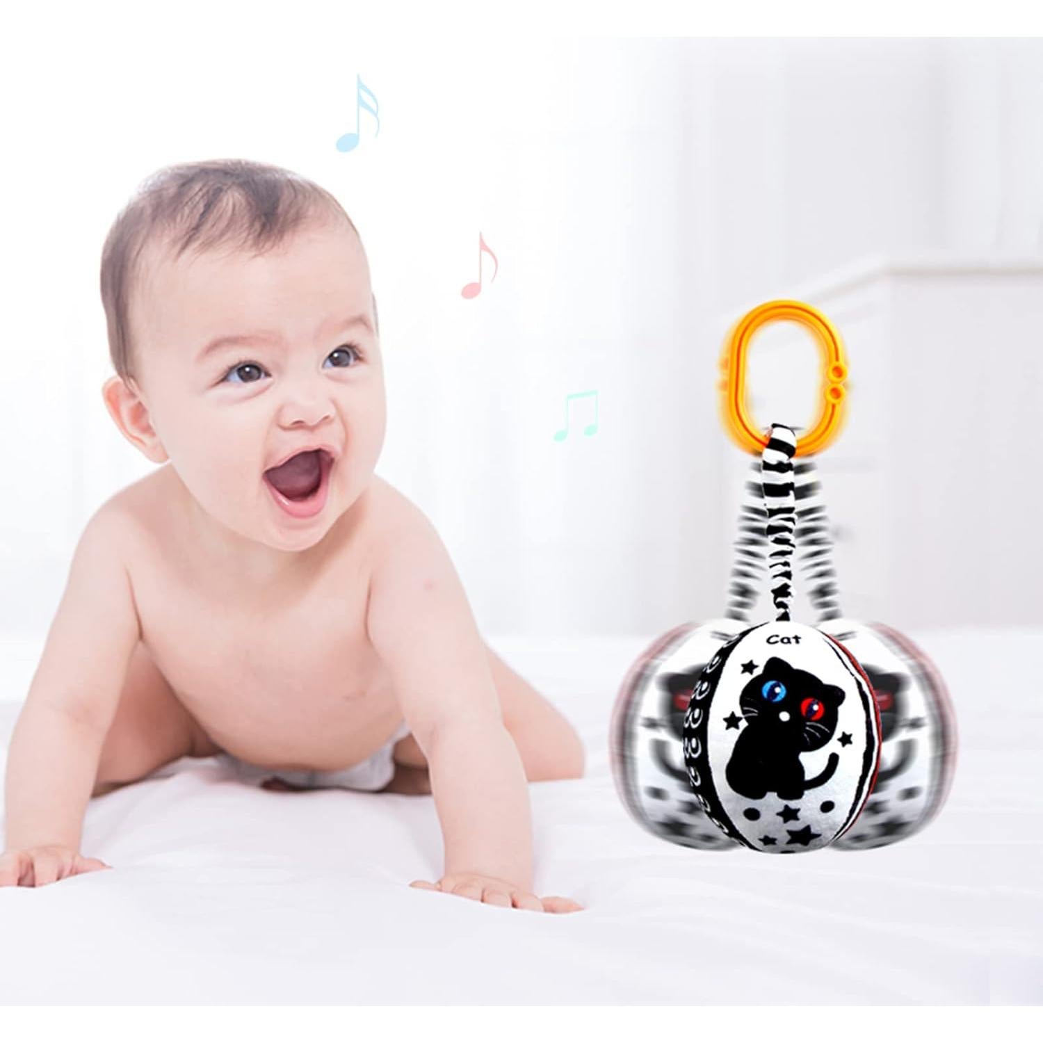 Juguetes Colgantes KAKIBLIN para Bebés - Paquete de 4 en Blanco y Negro