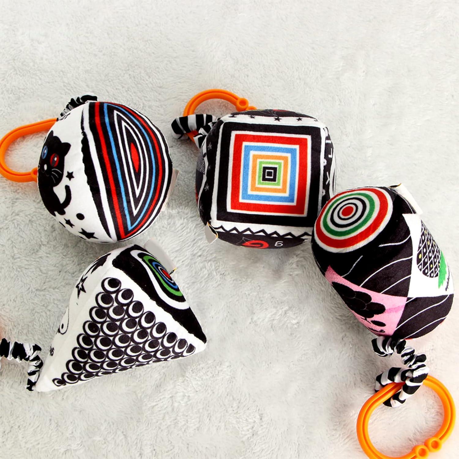 Juguetes Colgantes KAKIBLIN para Bebés - Paquete de 4 en Blanco y Negro