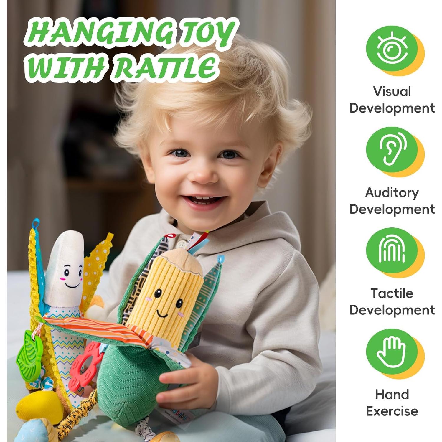 Juguete Colgante Sensorial Jollybaby Maíz y Plátano 0-12 Meses