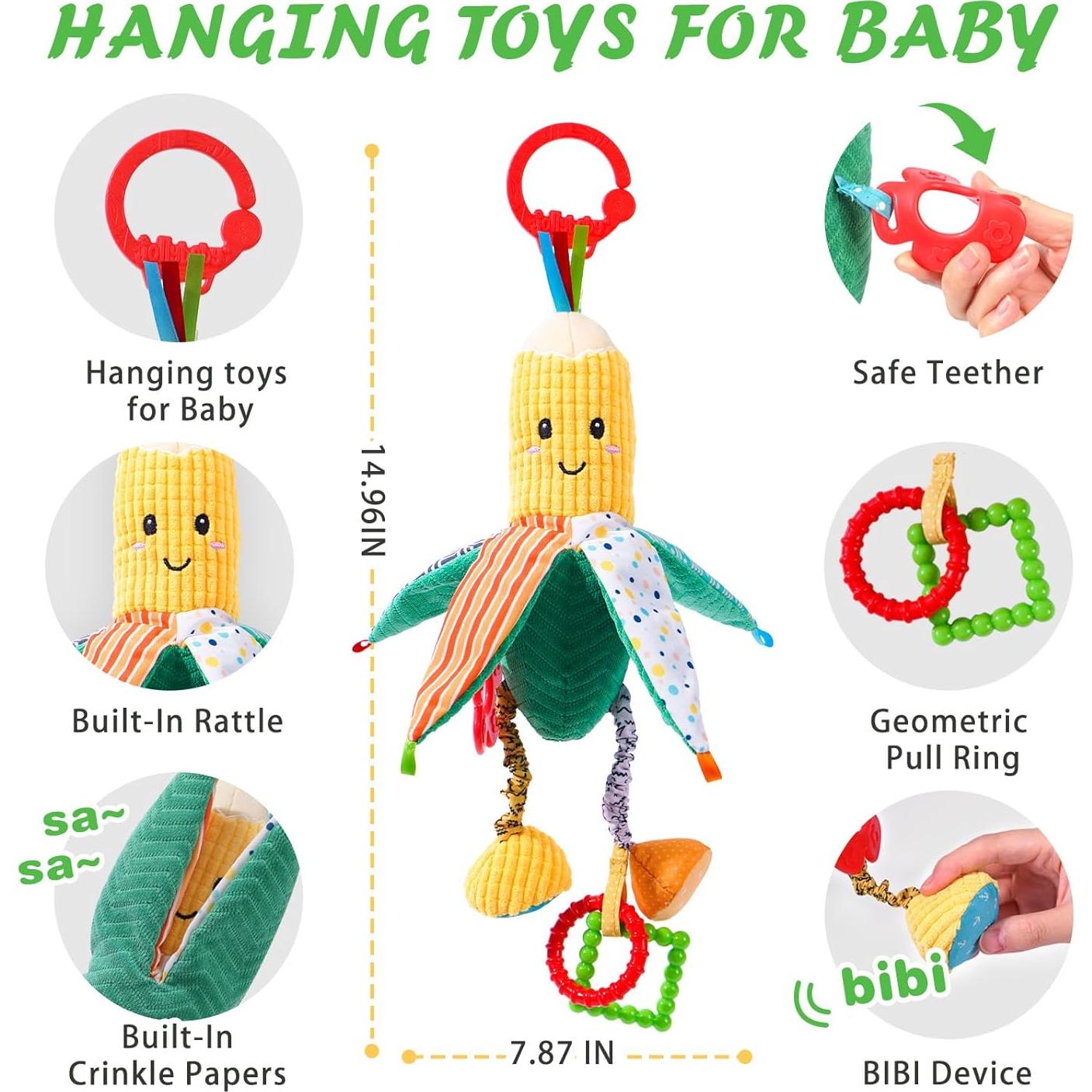 Juguete Colgante Sensorial Jollybaby Maíz y Plátano 0-12 Meses