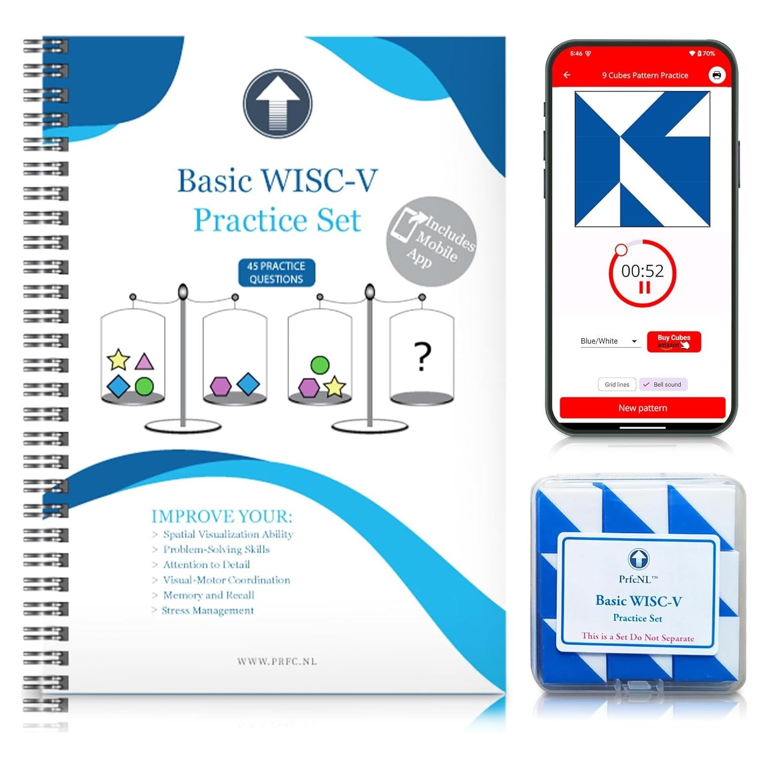 Conjunto de Práctica WISC-V Prfc.NL - 45 Actividades y 9 Cubos