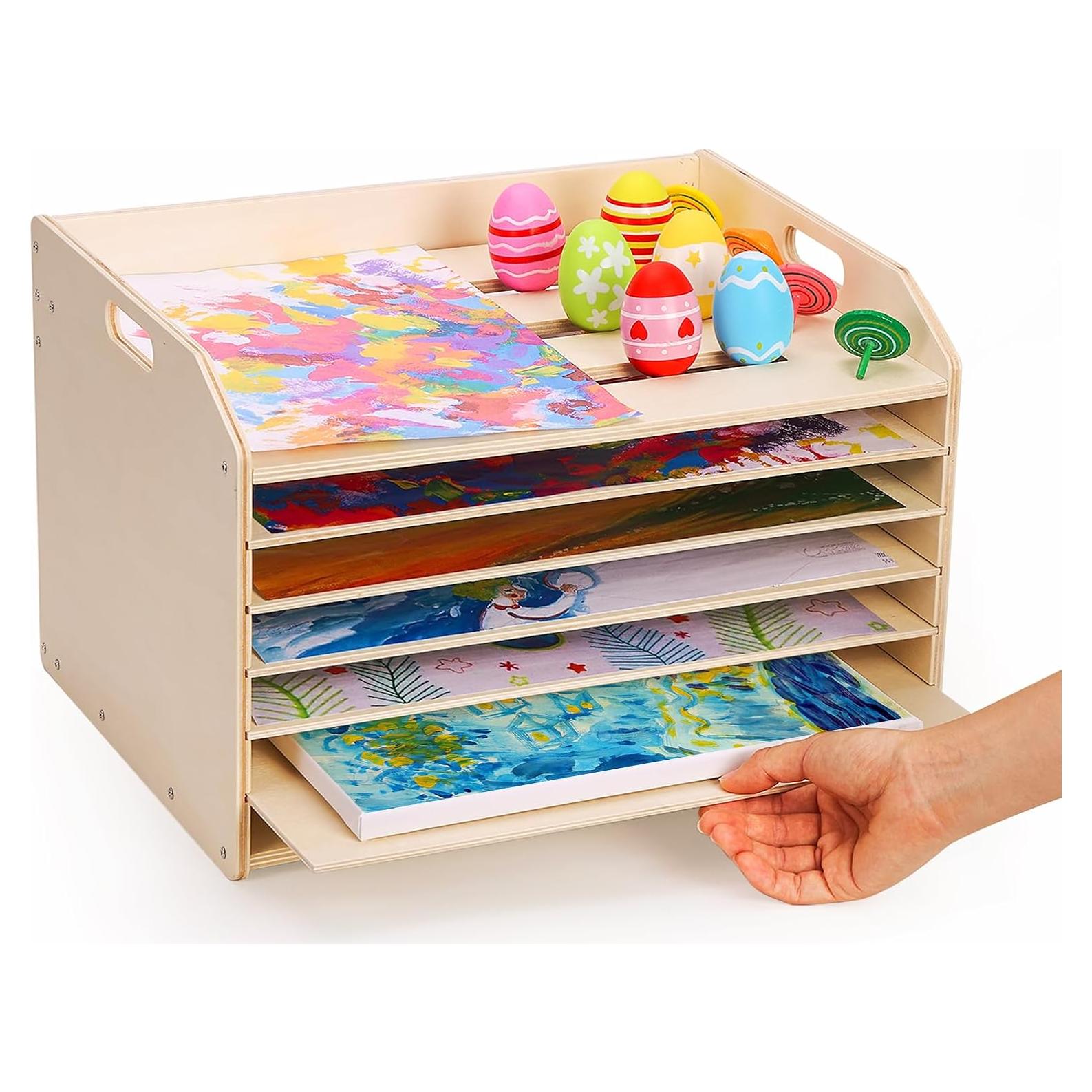 Soporte de Secado de Arte Woodtoe con 7 Estantes Desmontables