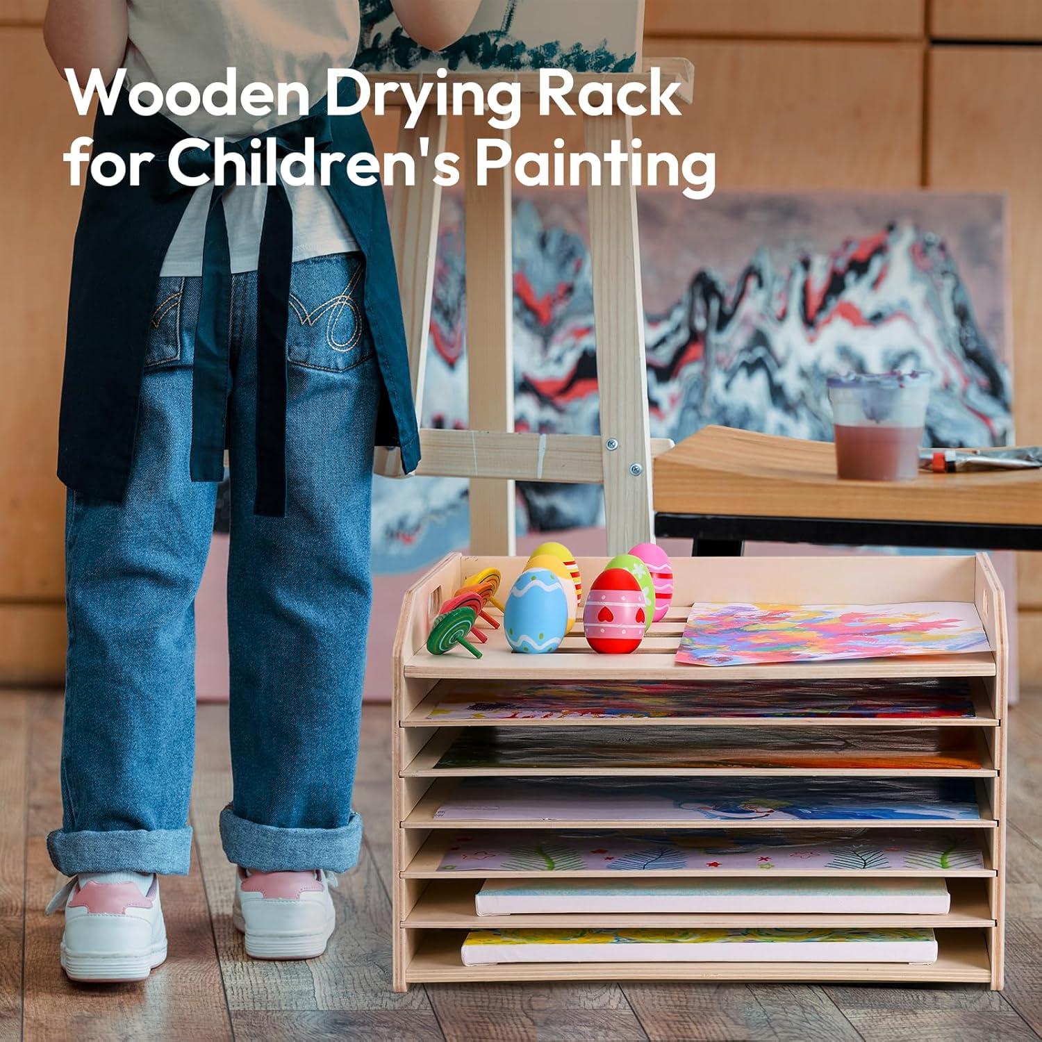 Soporte de Secado de Arte Woodtoe con 7 Estantes Desmontables