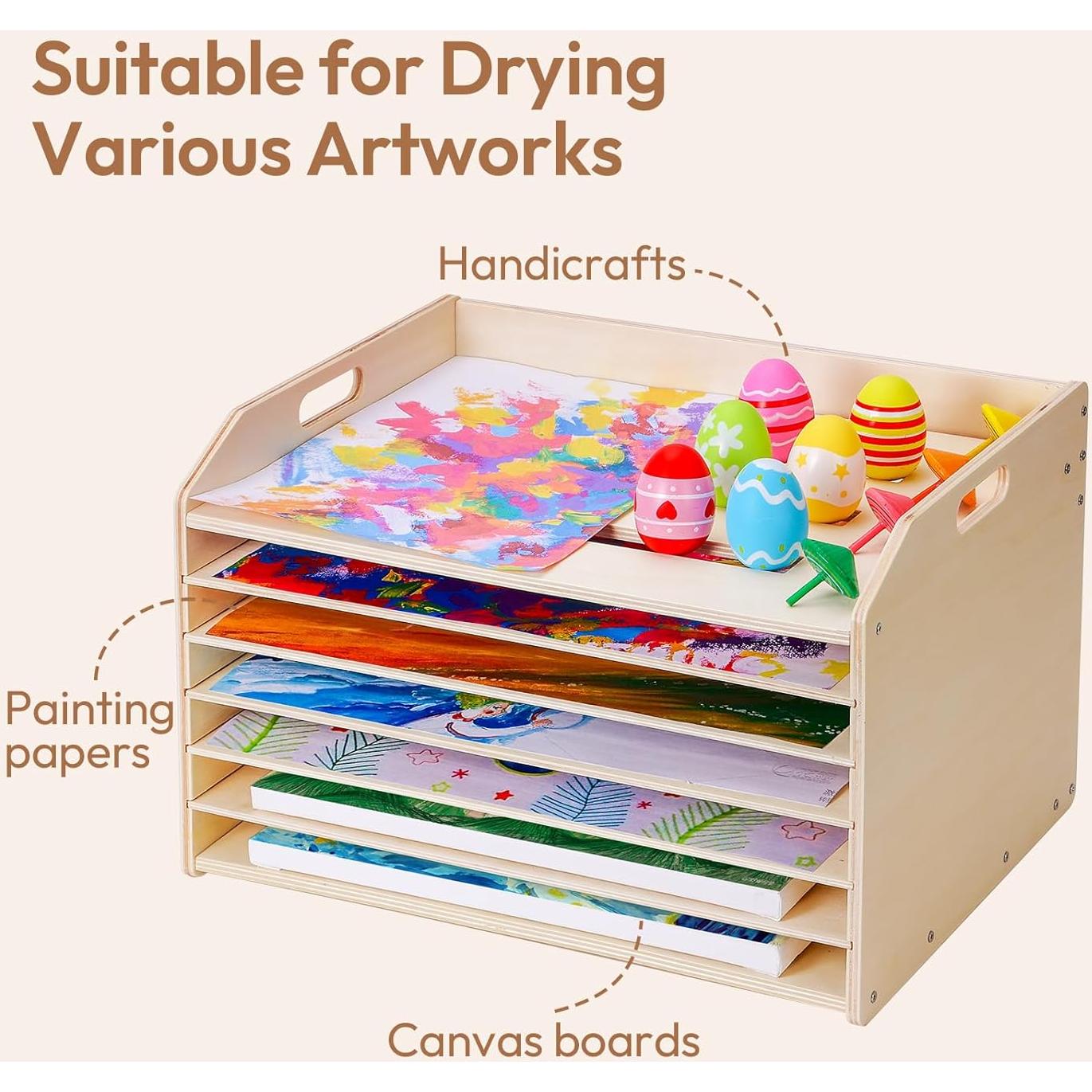 Soporte de Secado de Arte Woodtoe con 7 Estantes Desmontables